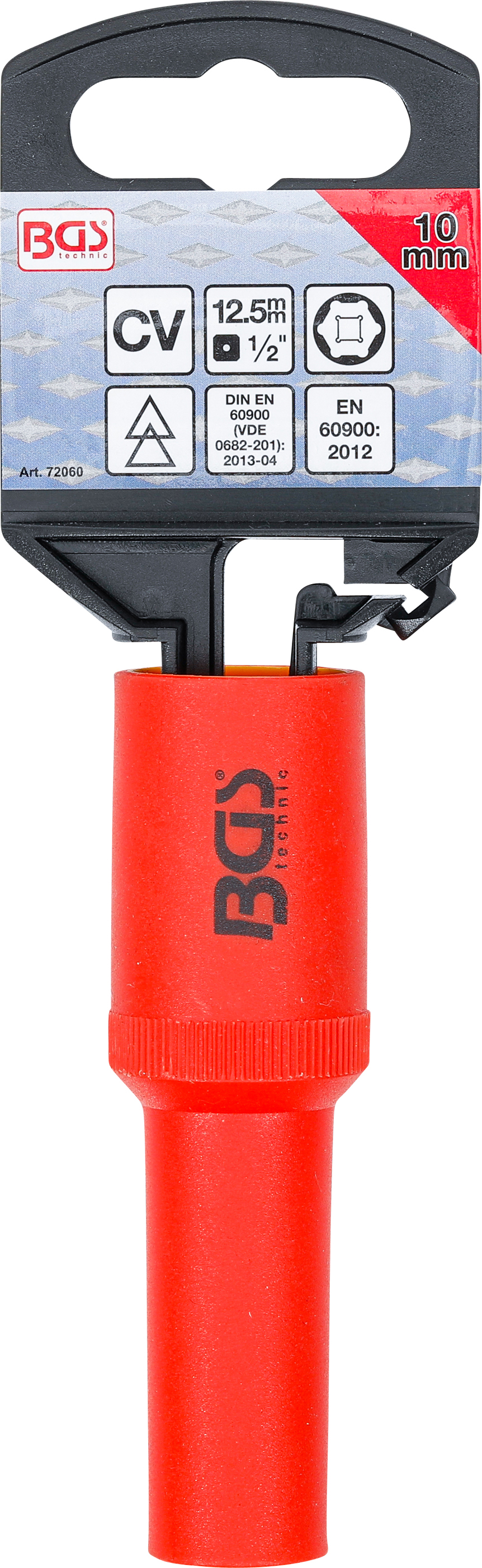 BGS VDE-Steckschlüssel-Einsatz Sechskant | Antrieb Innenvierkant 12,5 mm (1/2") | SW 10 mm