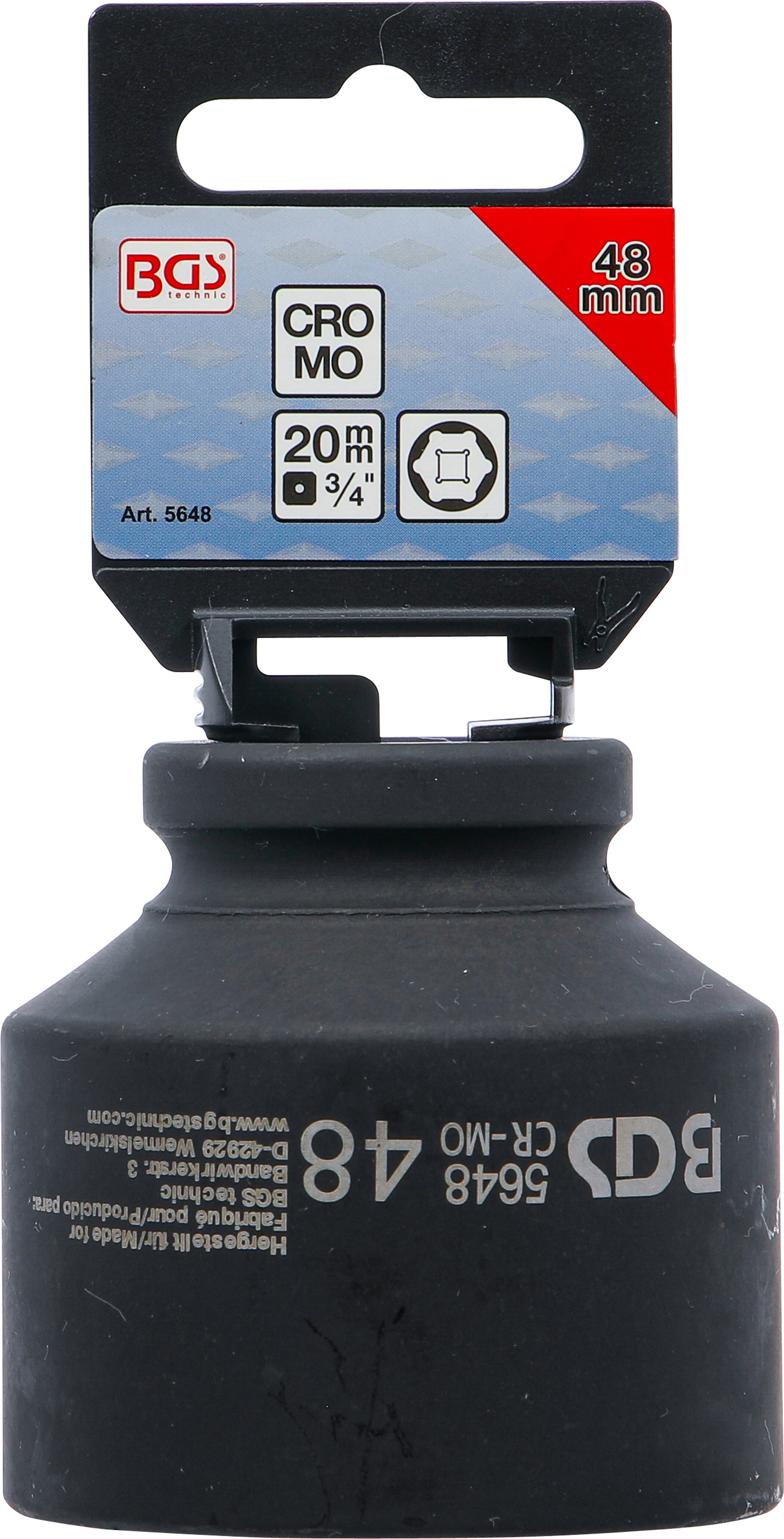 BGS Kraft-Steckschlüssel-Einsatz Sechskant | Antrieb Innenvierkant 20 mm (3/4") | SW 48 mm