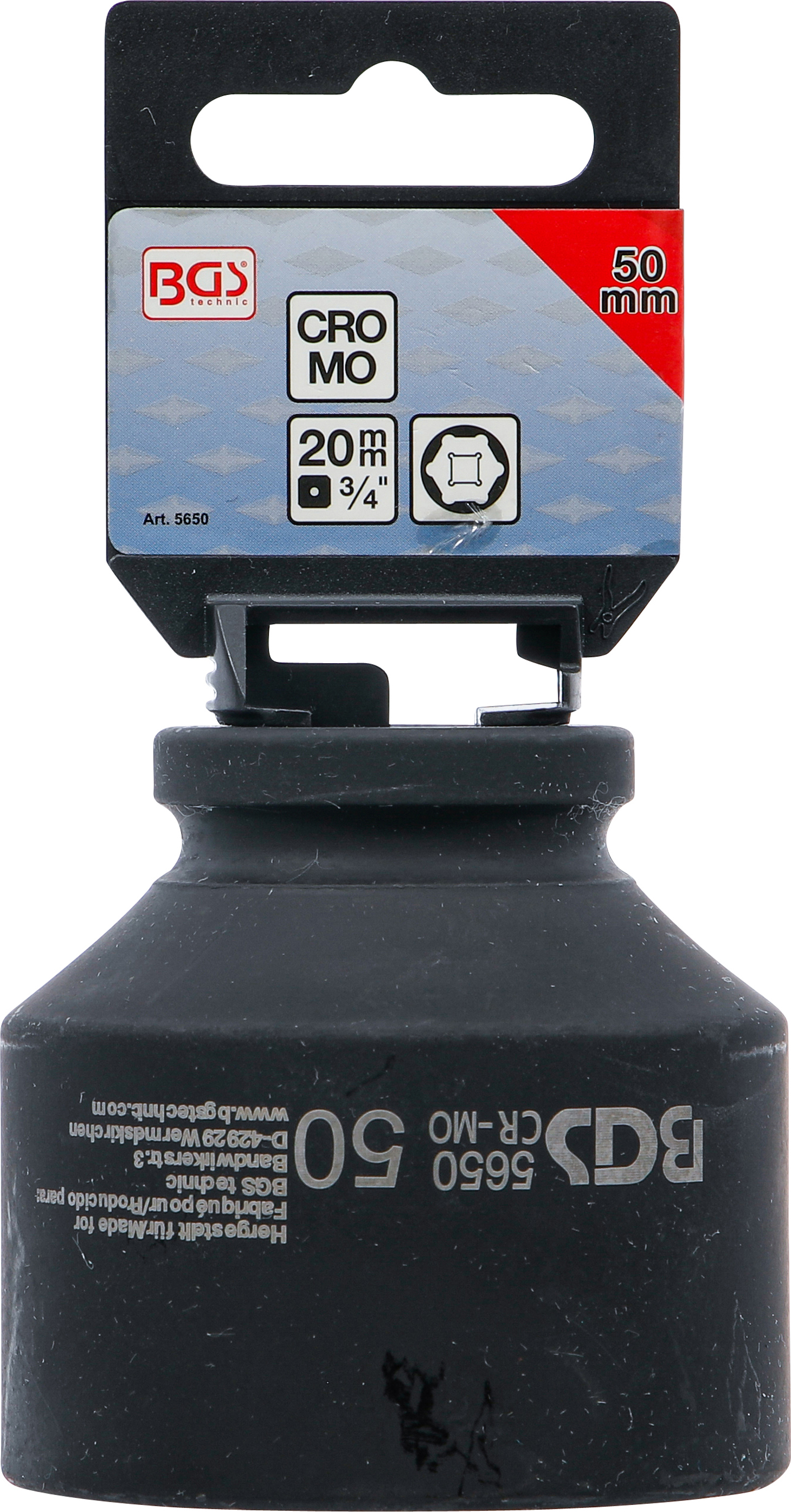 BGS Kraft-Steckschlüssel-Einsatz Sechskant | Antrieb Innenvierkant 20 mm (3/4") | SW 50 mm