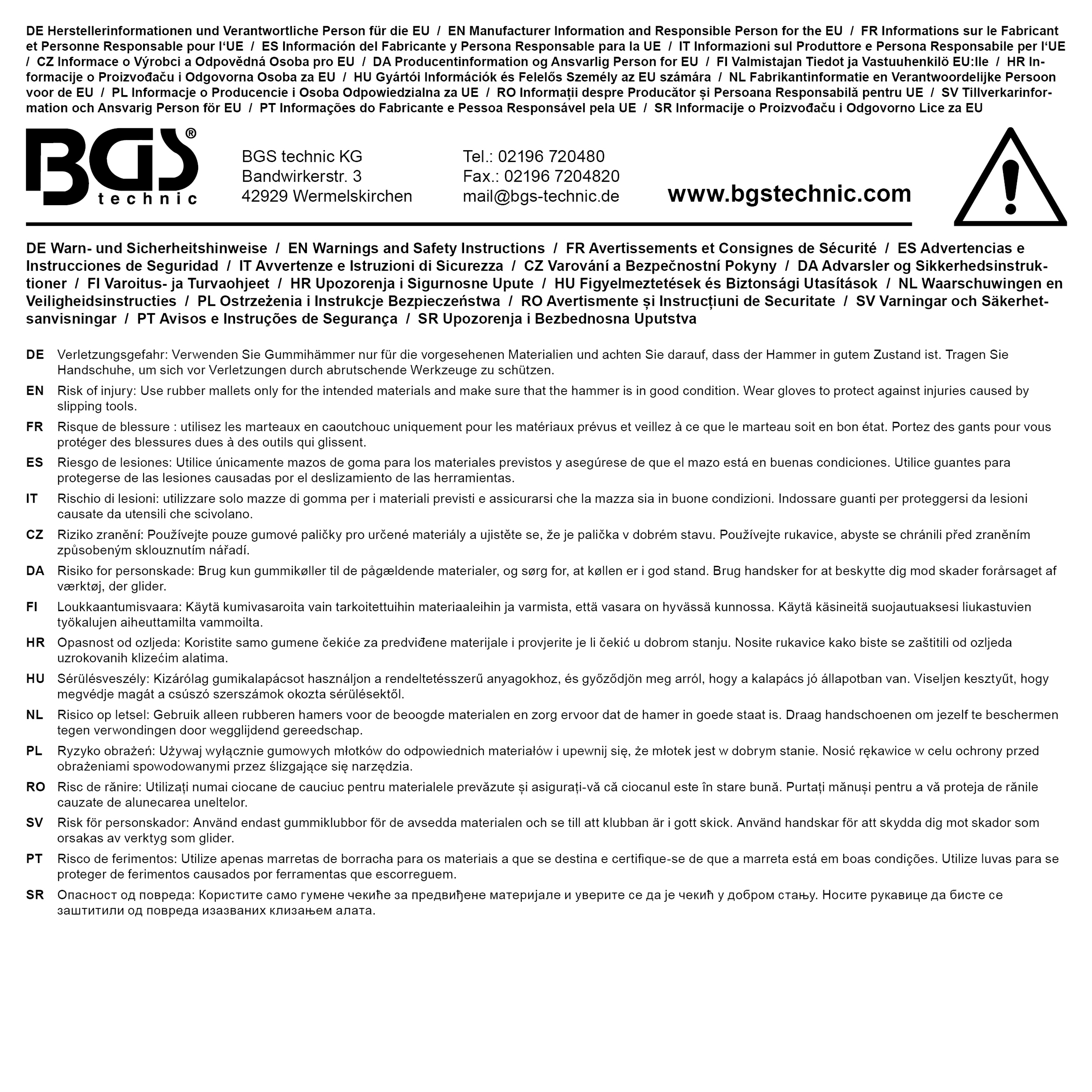BGS Schonhammer | Fiberglasstiel | rückschlagfrei | Ø 105 mm | 4500 g