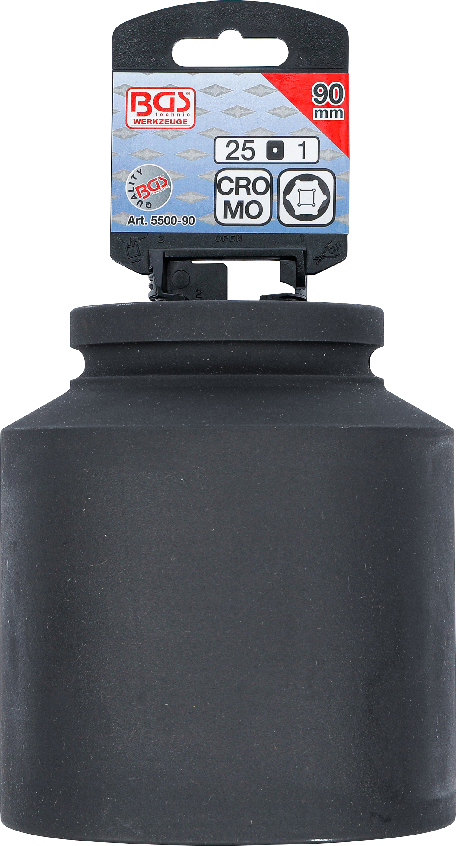 BGS Kraft-Steckschlüssel-Einsatz Sechskant, tief | Antrieb Innenvierkant 25 mm (1") | SW 90 mm