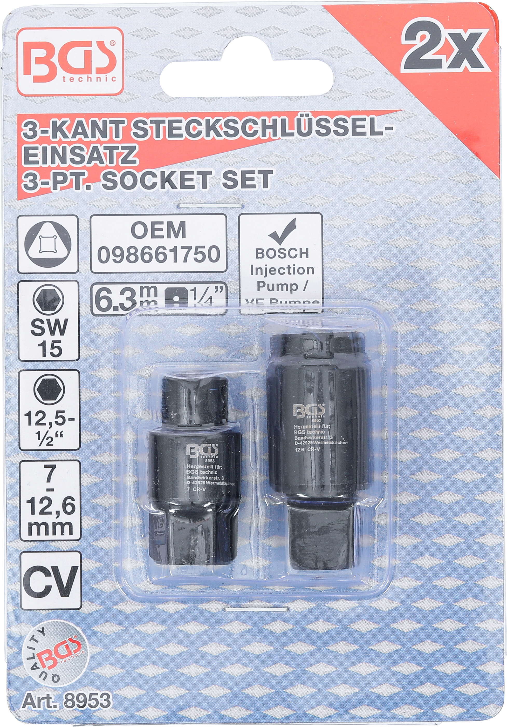 BGS Einsätze für Bosch Einspritzpumpen | 3-Kant | 7 / 12,6 mm