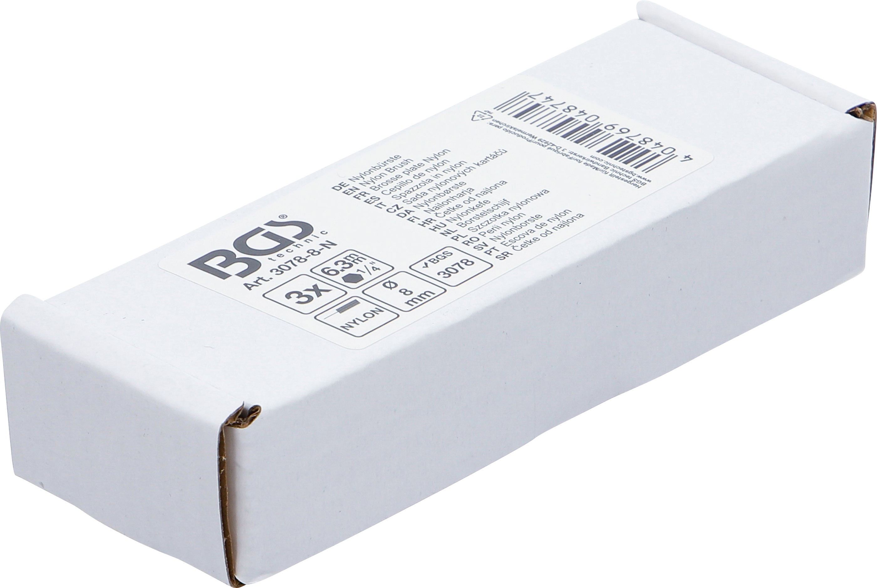 BGS Nylonbürste | 8 mm | Antrieb Außensechskant 6,3 mm (1/4") | 3-tlg.