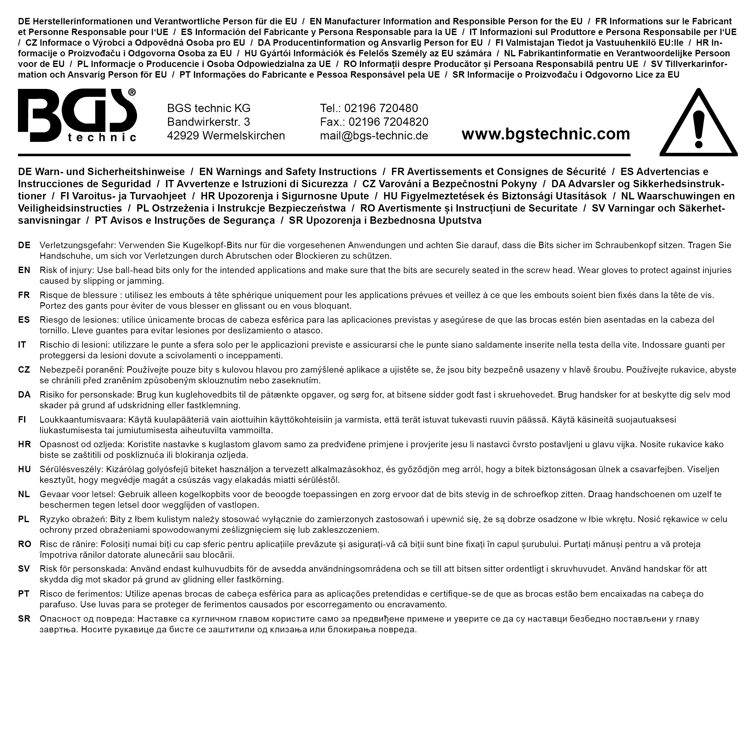 BGS Bit-Einsatz | Länge 140 mm | Antrieb Innenvierkant 12,5 mm (1/2") | Innensechskant mit Kugelkopf 12 mm