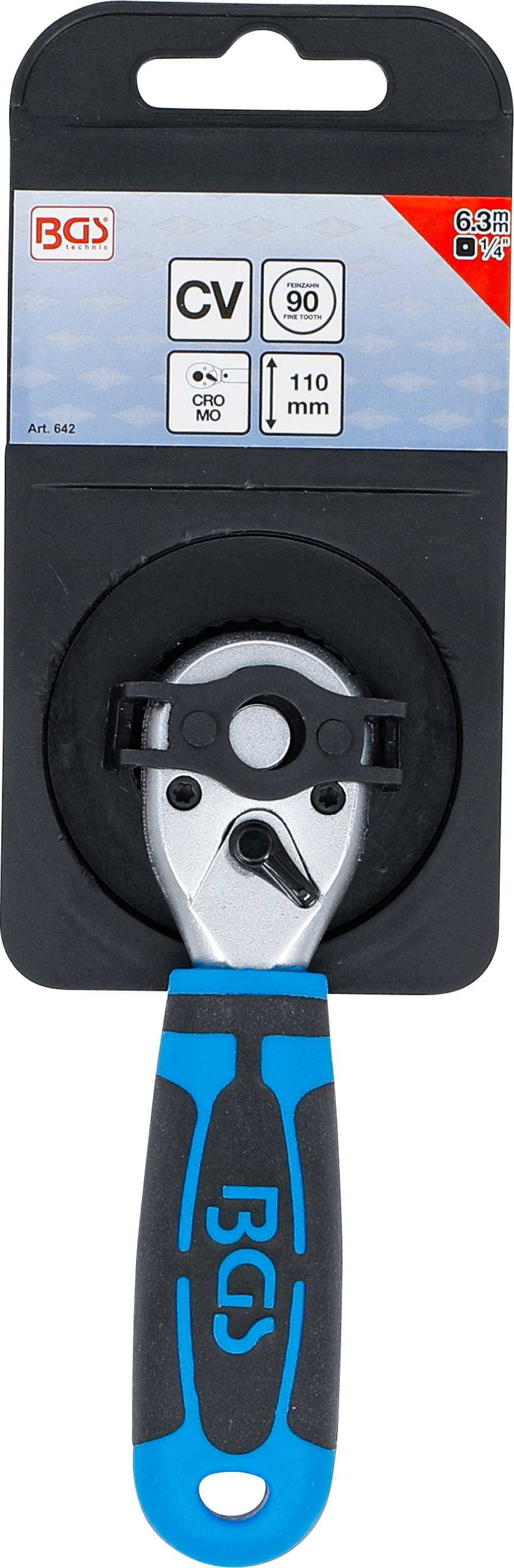 BGS Mini-Umschaltknarre | Abtrieb Außenvierkant 6,3 mm (1/4")