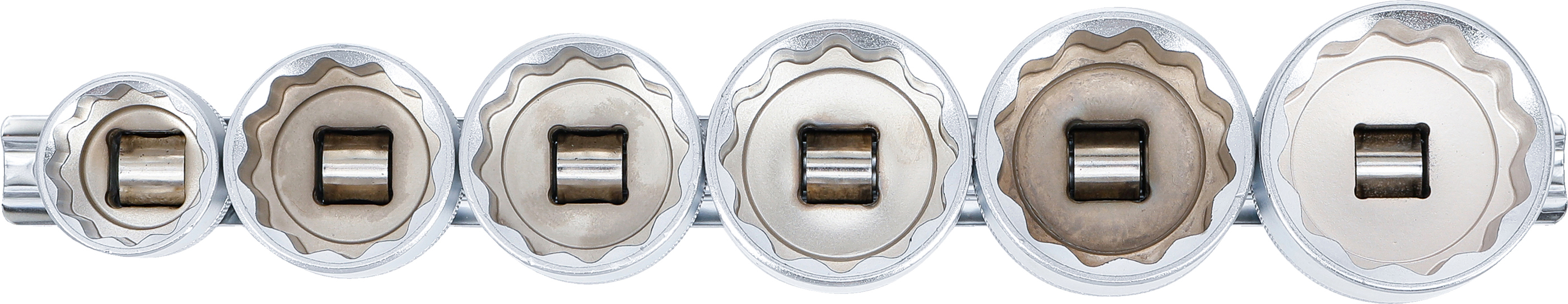 BGS Steckschlüssel-Einsatz-Satz, Zwölfkant | Antrieb Innenvierkant 12,5 mm (1/2") | SW 24 - 38 mm | 6-tlg.