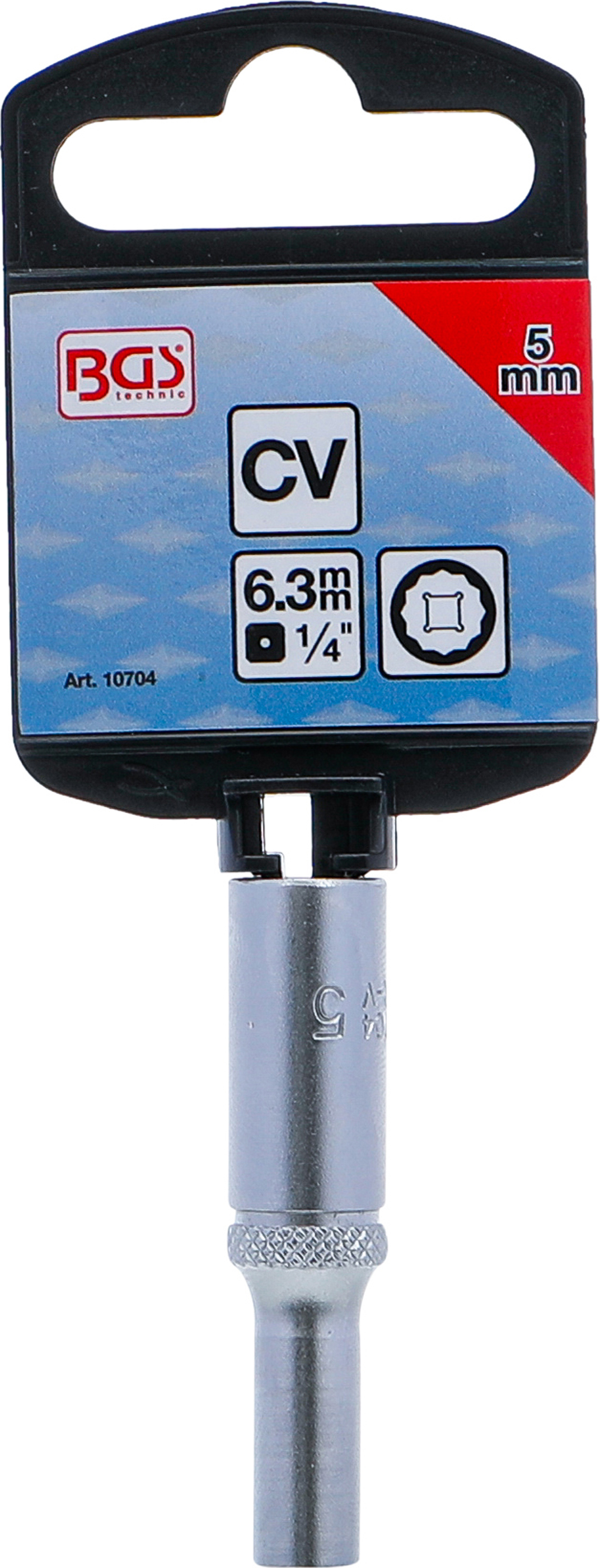 BGS Steckschlüssel-Einsatz Zwölfkant, tief | Antrieb Innenvierkant 6,3 mm (1/4") | SW 5 mm