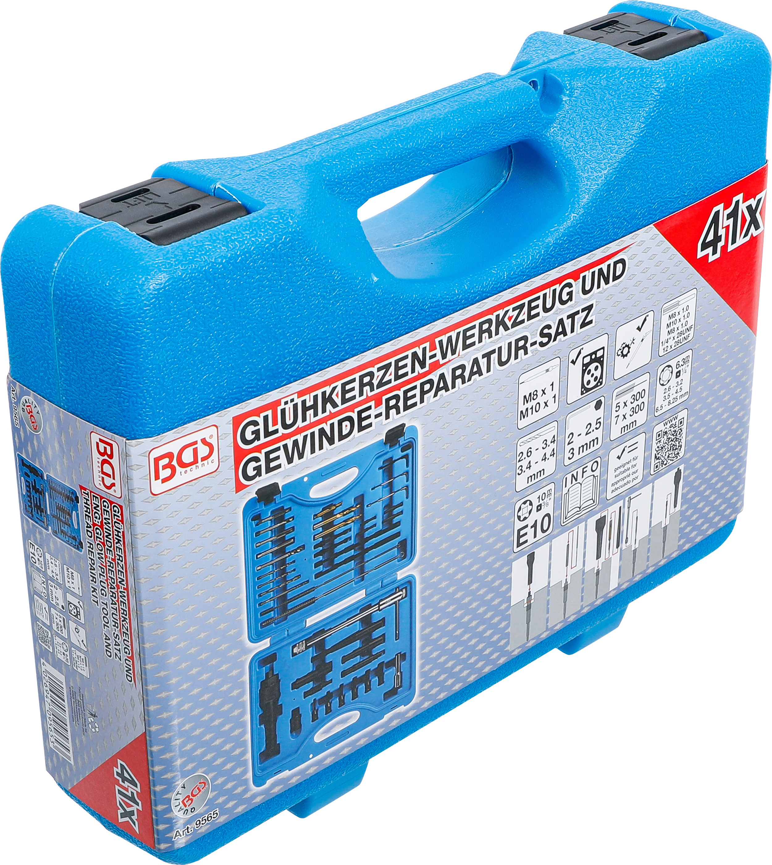 BGS Glühkerzen-Ausbau und Gewinde-Reparatur-Satz | M8, M10 | 41-tlg.