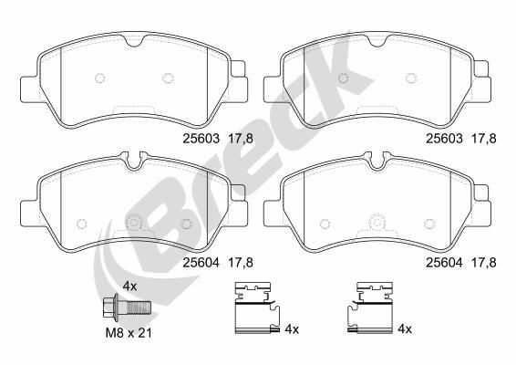 Bremsbelagsatz, Scheibenbremse 25603 00 703 00 “BRECK”