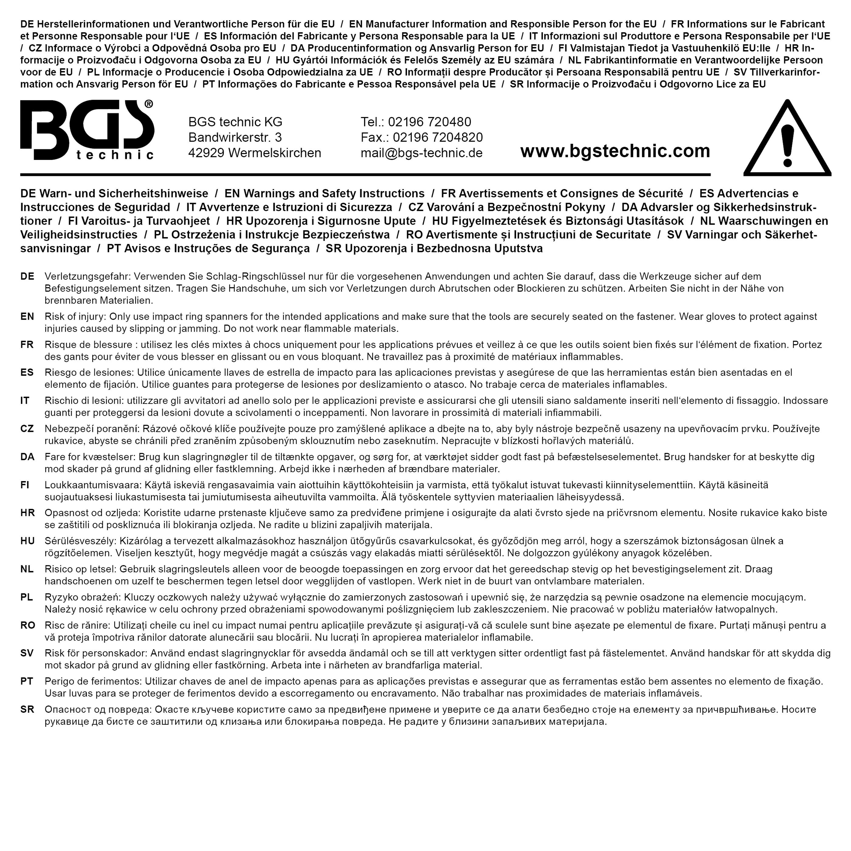 BGS Schlag-Ringschlüssel | Sechskant | mit 2 Schlagflächen | SW 27 mm