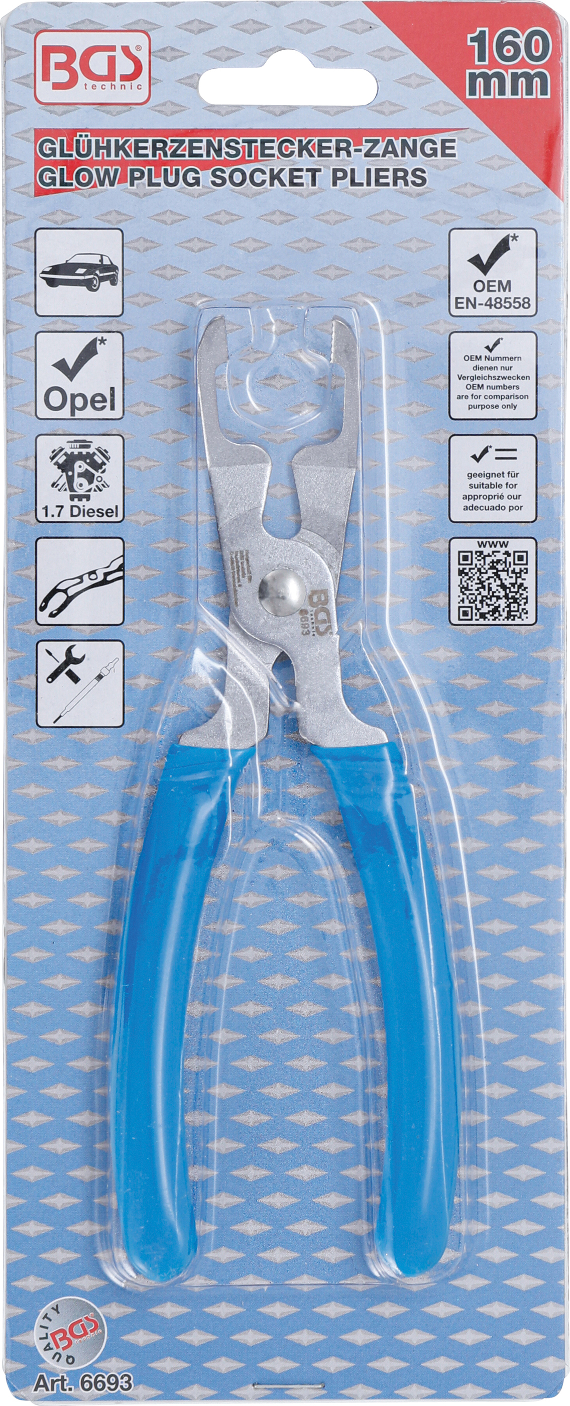 BGS Glühkerzenstecker-Zange | abgewinkelt | für Opel 1.7 Diesel