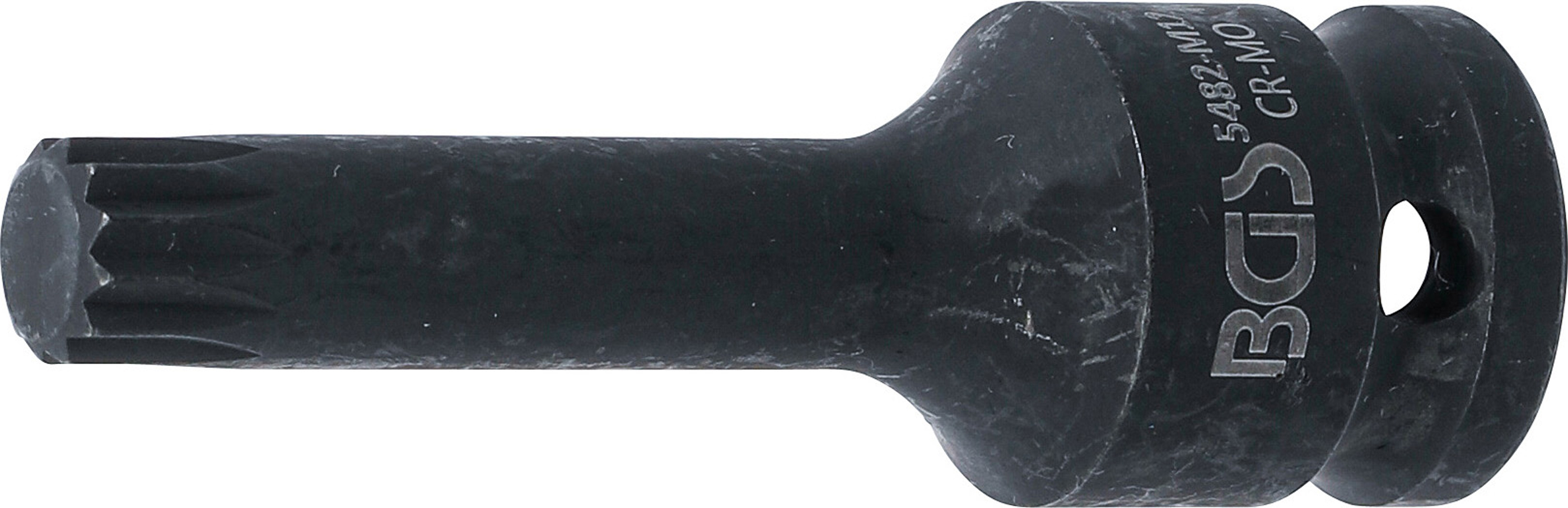 BGS Kraft-Bit-Einsatz | Länge 75 mm | Antrieb Innenvierkant 12,5 mm (1/2") | Innenvielzahn (für XZN) M12