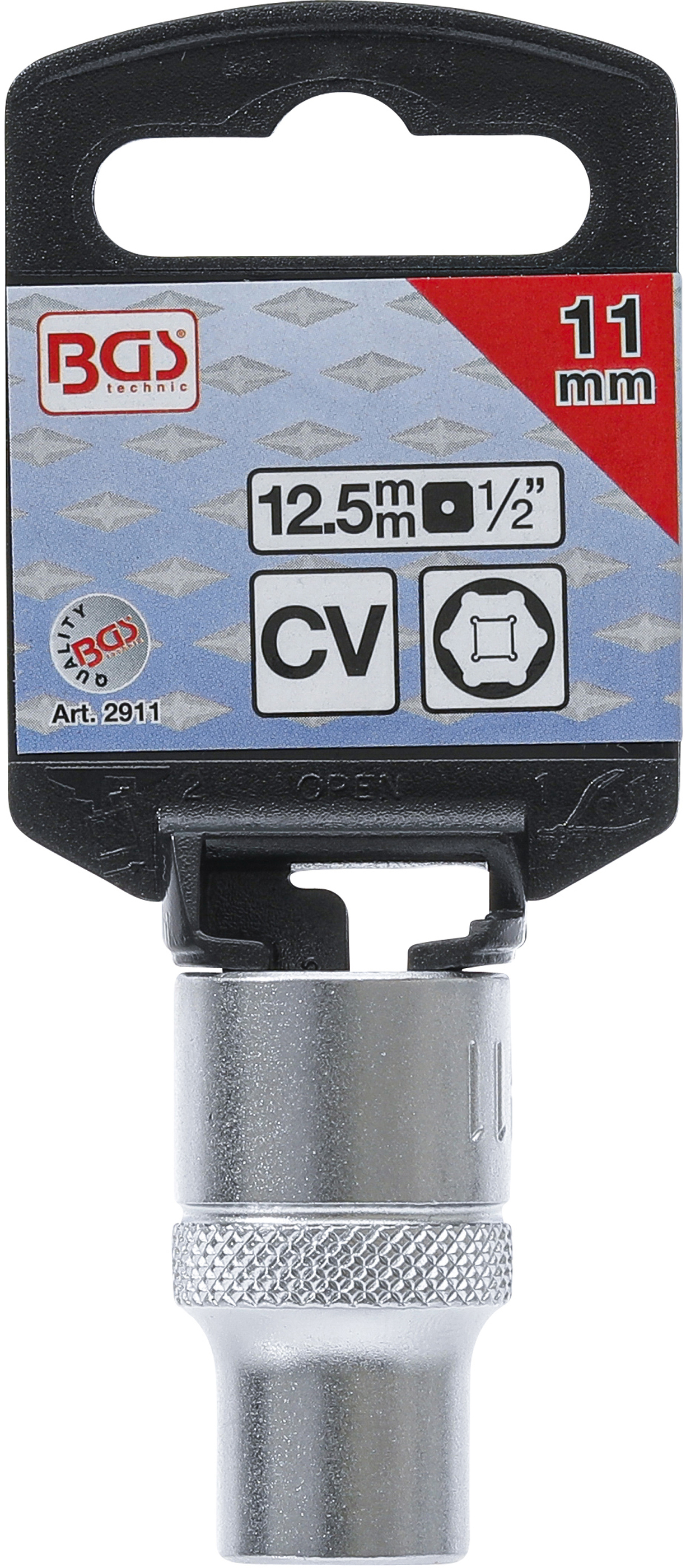 BGS Steckschlüssel-Einsatz Sechskant | Antrieb Innenvierkant 12,5 mm (1/2") | SW 11 mm