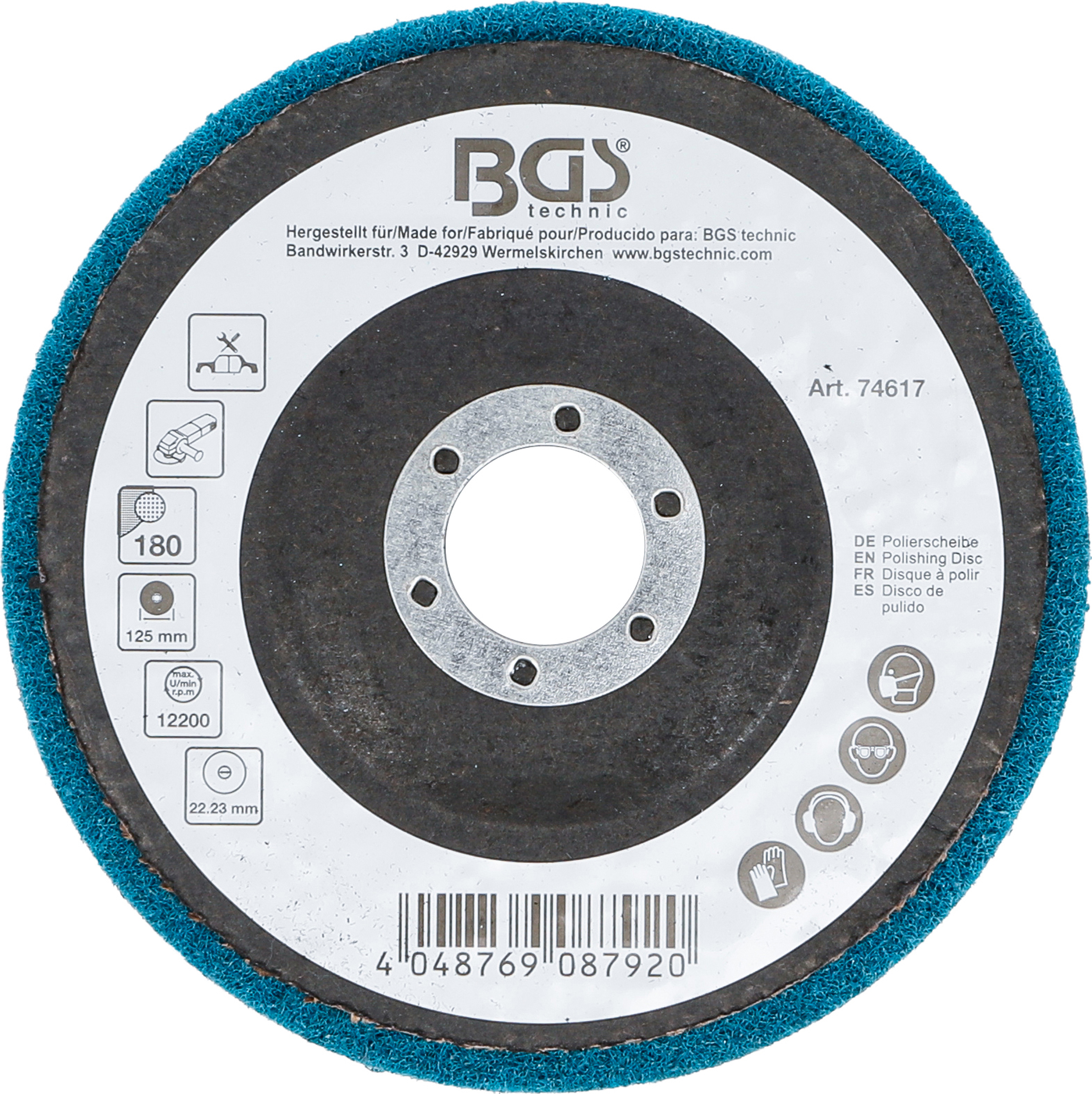 BGS Polierscheibe | Aluminiumoxid | Ø 125 mm | Körnung 180