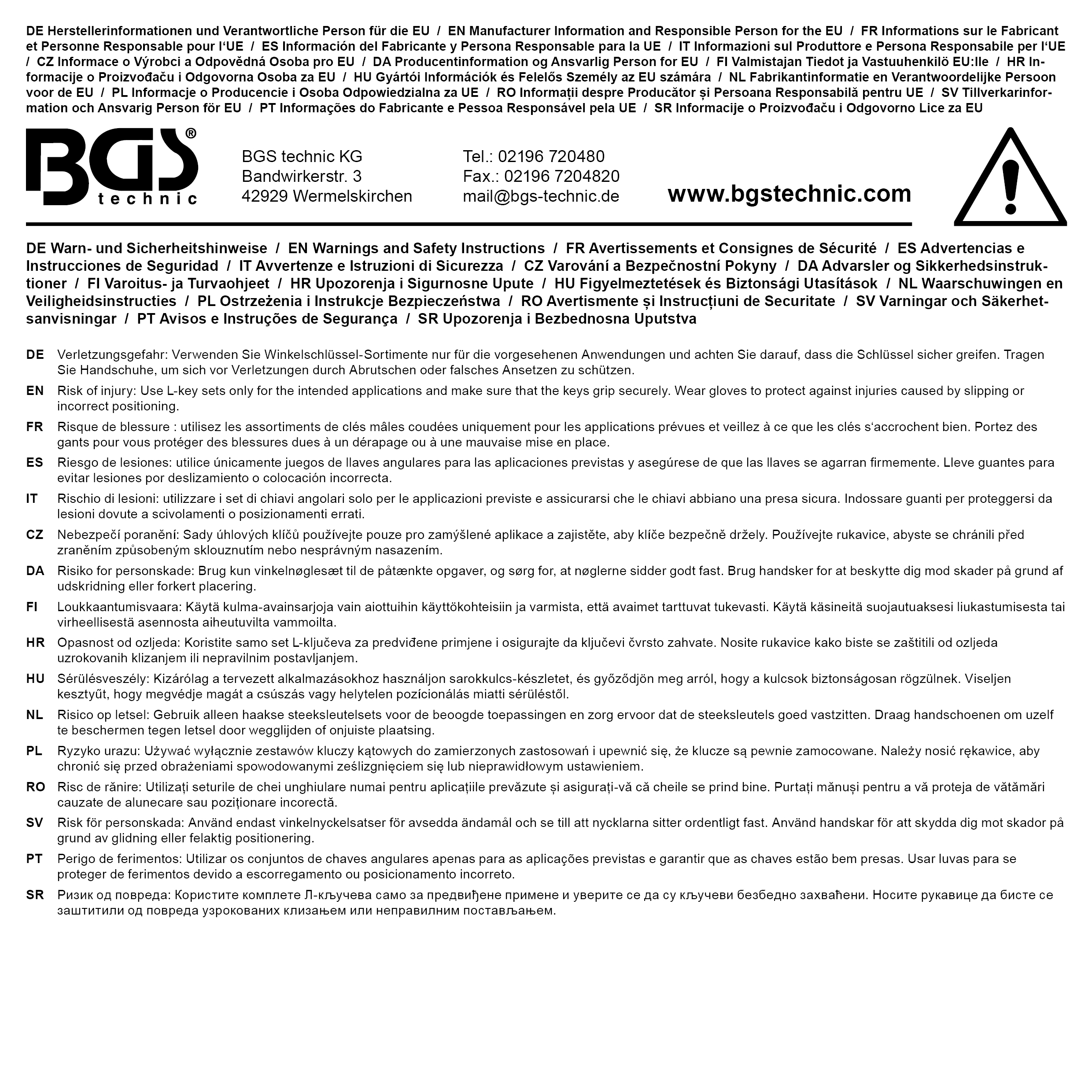 BGS Winkelschlüssel-Satz | extra lang | TS-Profil (für Torx Plus) TS10 - TS50 | 9-tlg.