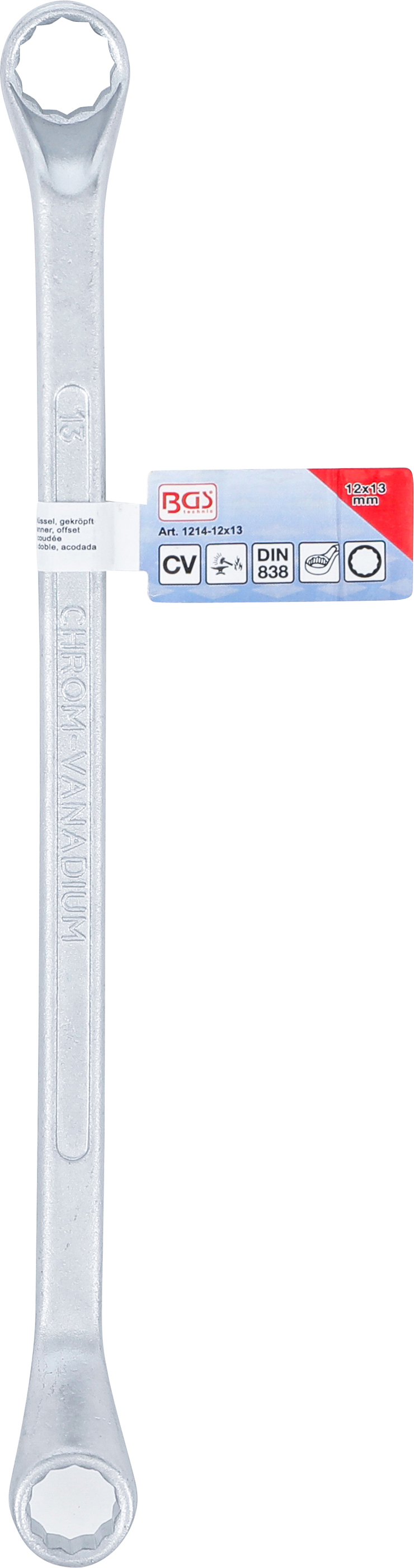BGS Doppel-Ringschlüssel, gekröpft | SW 12 x 13 mm
