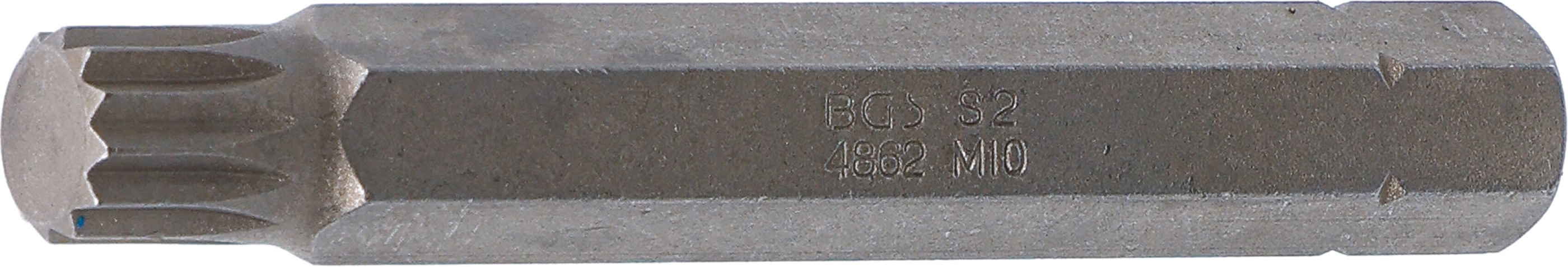 BGS Bit | Länge 75 mm | Antrieb Außensechskant 10 mm (3/8") | Innenvielzahn (für XZN) M10