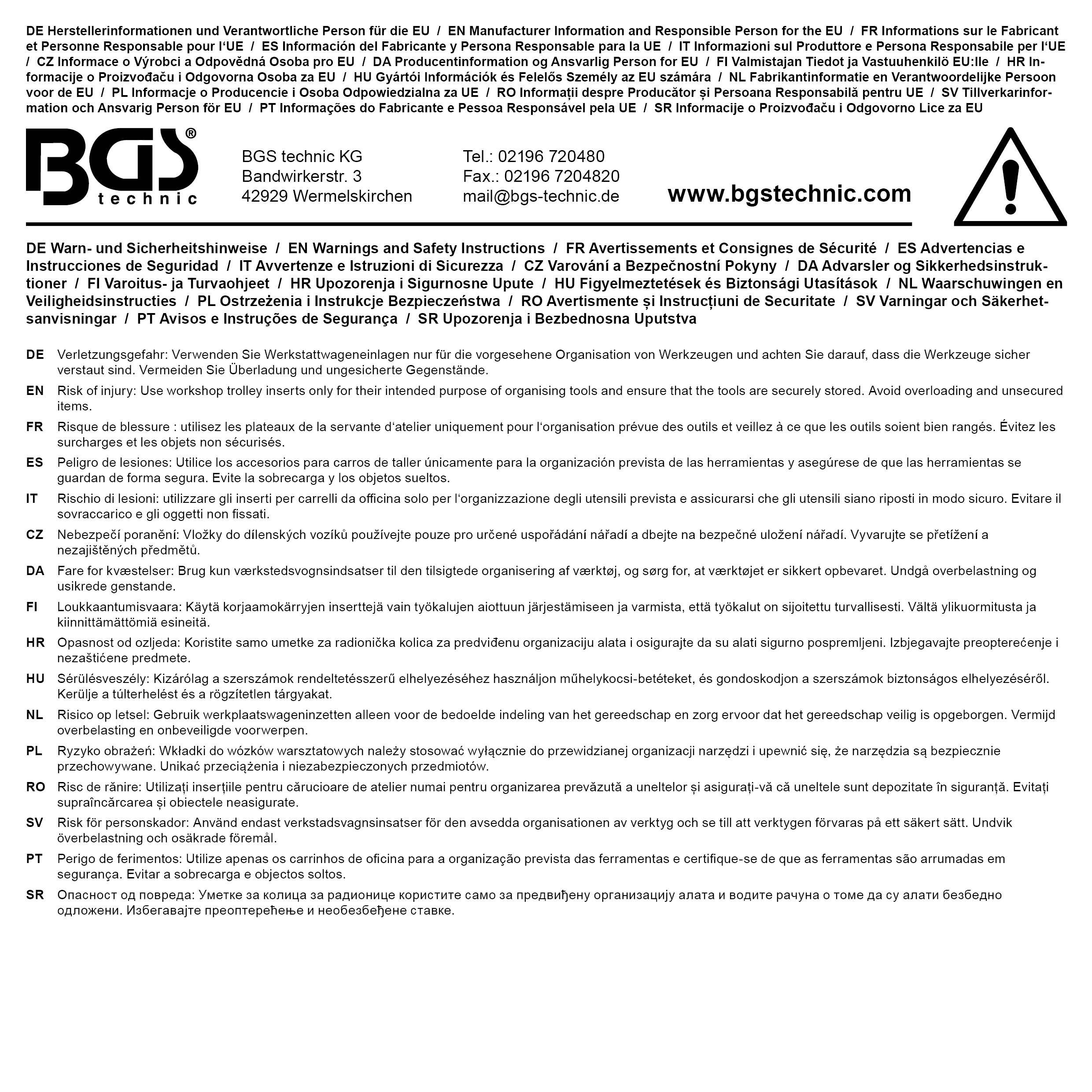 BGS Werkstattwageneinlage 1/3 | leer | für Art. 4117
