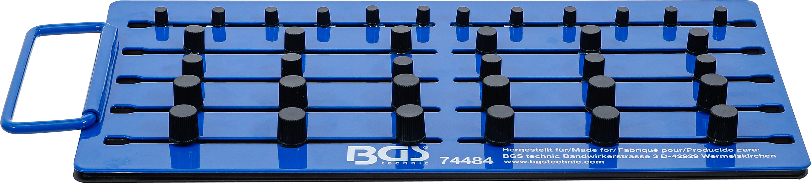 BGS Magnet-Stecktafel | mit Außenvierkant | für 36 Steckschlüssel-Einsätze | Antrieb 6,3 mm (1/4"), 10 mm (3/8"), 12,5 mm (1/2")