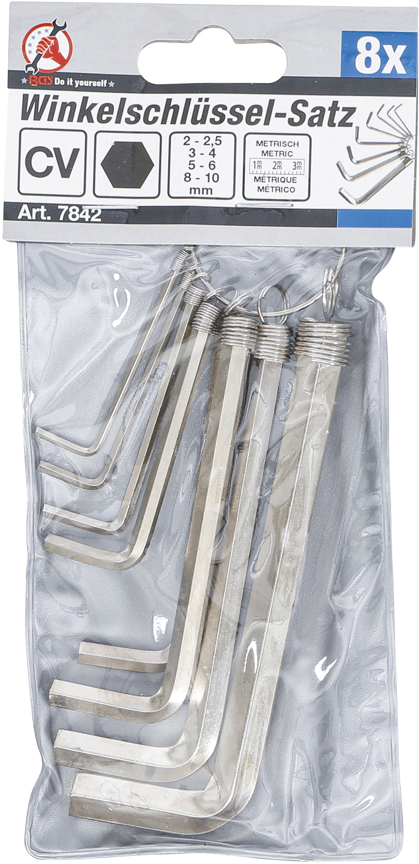 BGS Winkelschlüssel-Satz | Innensechskant 2 - 10 mm | 8-tlg.
