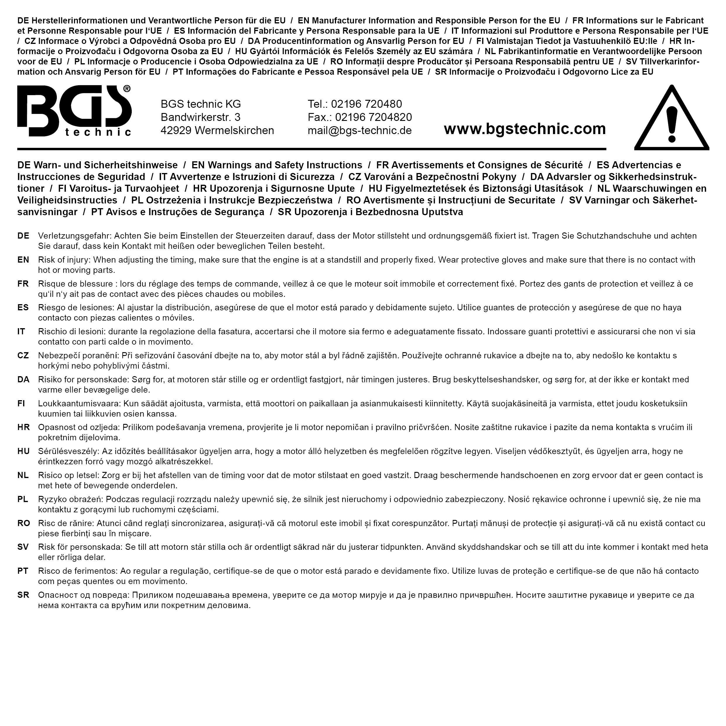 BGS Nockenwellen-Arretierwerkzeug | für Renault 1.8 / 2.0 16V