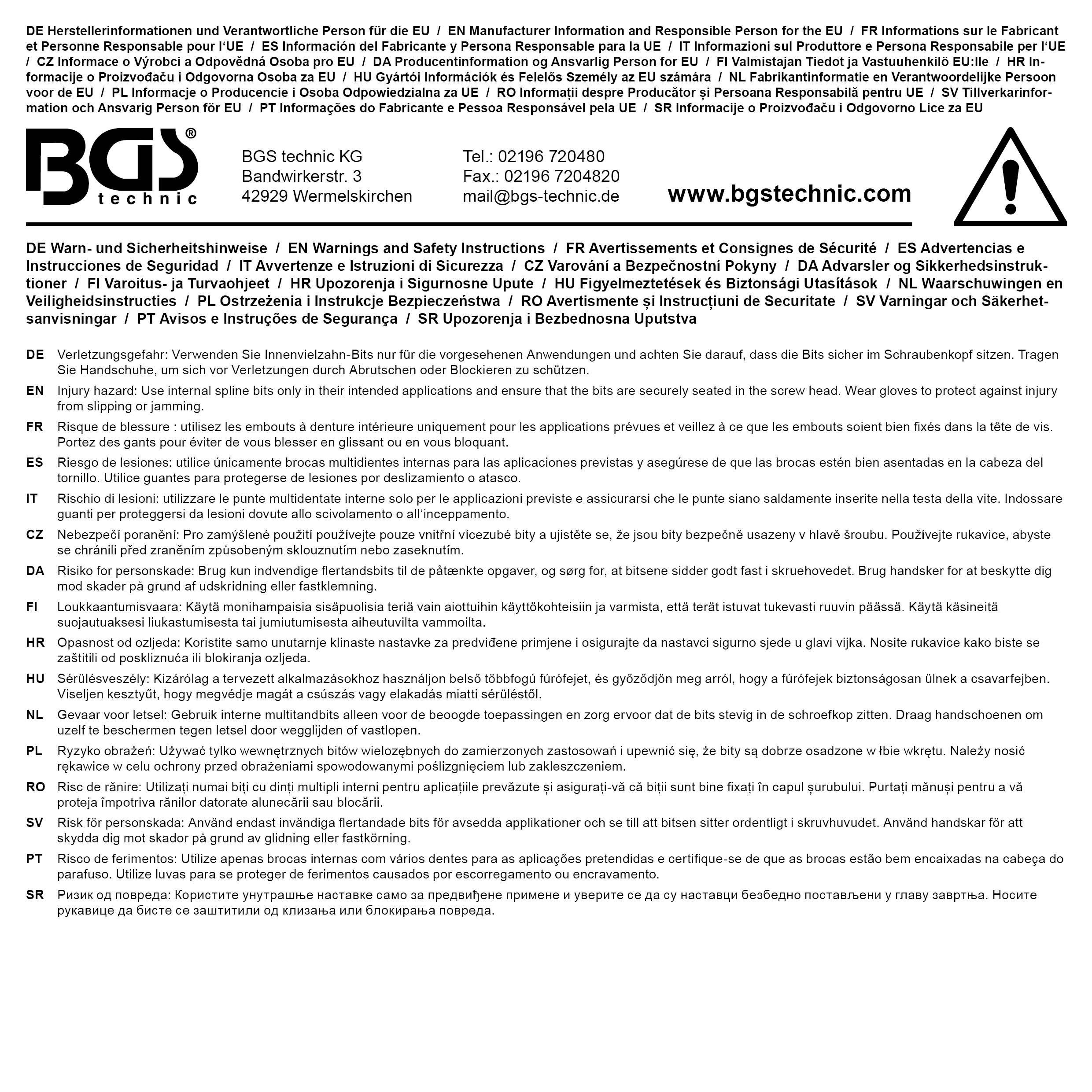 BGS Bit-Einsatz | Länge 800 mm | Antrieb Innenvierkant 12,5 mm (1/2") | Innenvielzahn (für XZN) M14 | für VAG