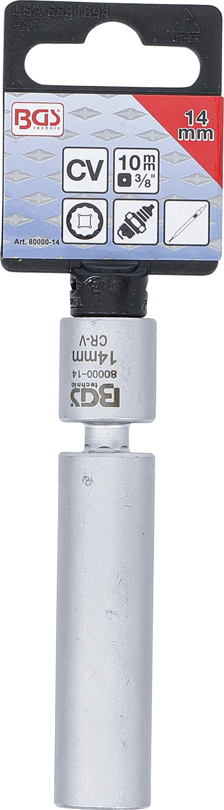 BGS Glüh- und Zündkerzen-Gelenk-Einsatz | Antrieb Innenvierkant 10 mm (3/8") | SW 14 mm
