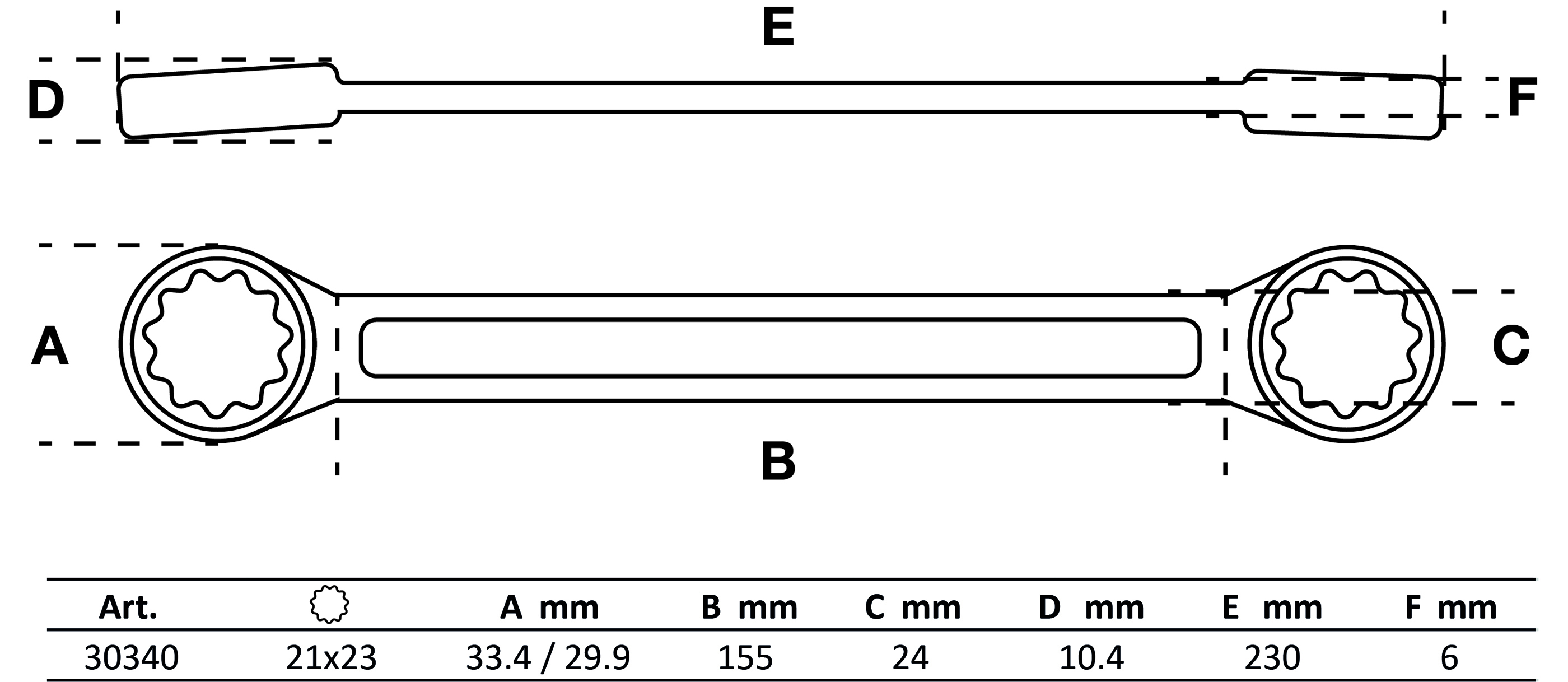 BGS Doppel-Ringschlüssel | extra flach | SW 21 x 23 mm