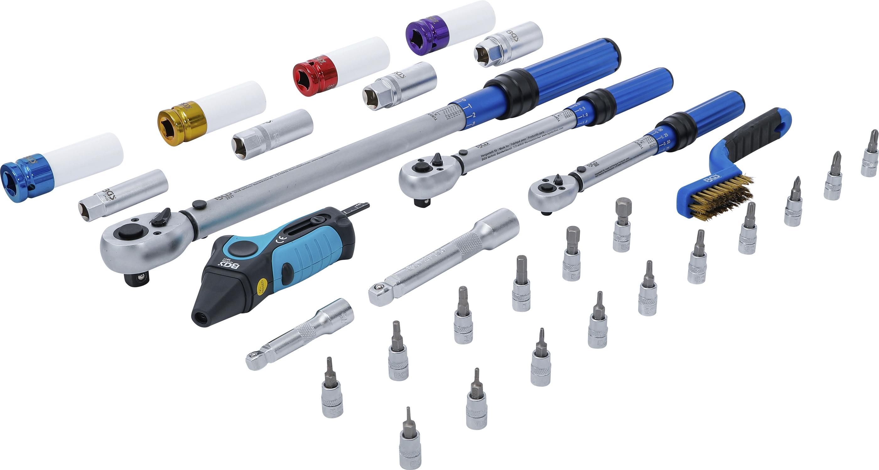 BGS Drehmomentschlüssel-Satz | Abtrieb Außenvierkant 6,3 mm (1/4"), 10 mm (3/8"), 12,5 mm (1/2") | 31-tlg.