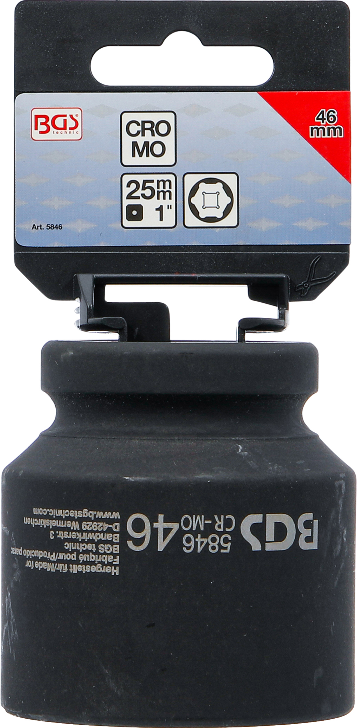 BGS Kraft-Steckschlüssel-Einsatz Sechskant | Antrieb Innenvierkant 25 mm (1") | SW 46 mm