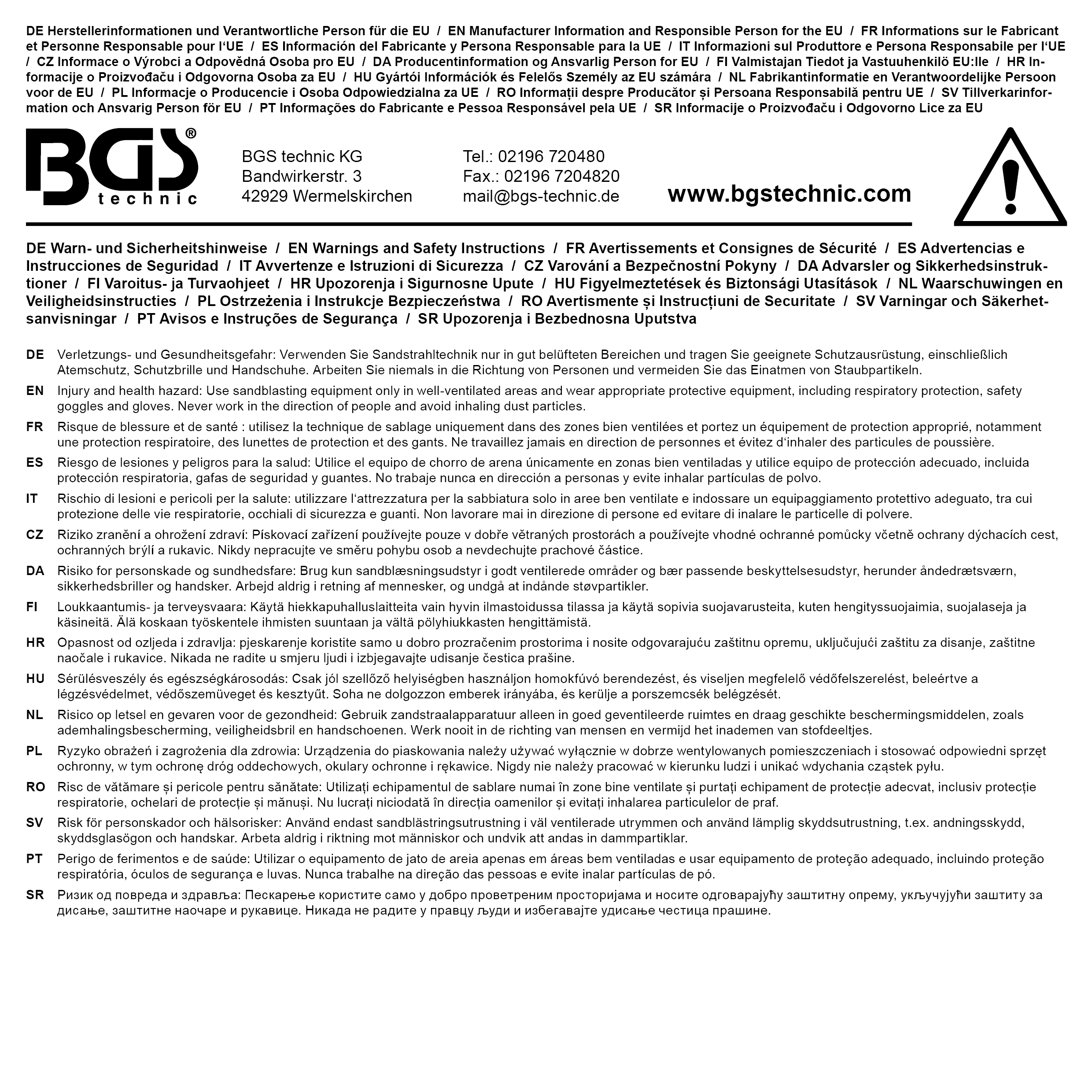 BGS Ersatz-Luftfilter für Sandstrahlkabine | für Art. 8717