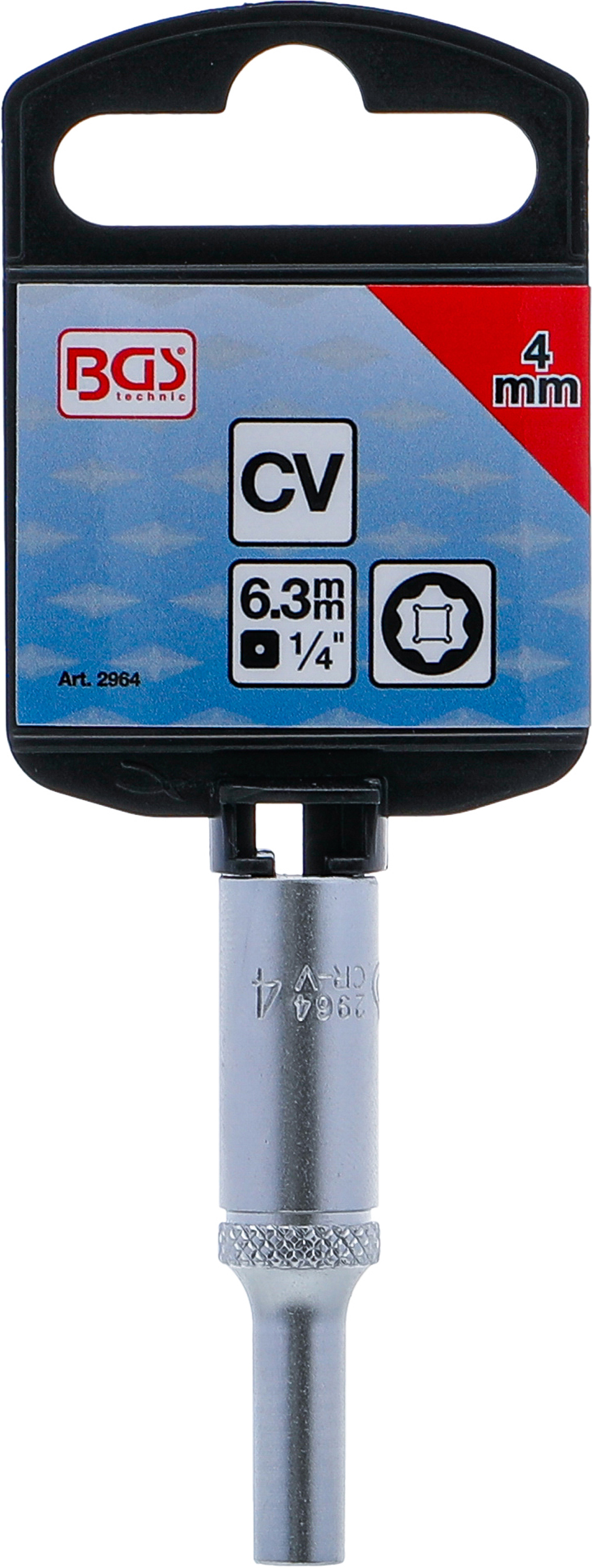 BGS Steckschlüssel-Einsatz Super Lock, tief | Antrieb Innenvierkant 6,3 mm (1/4") | SW 4 mm