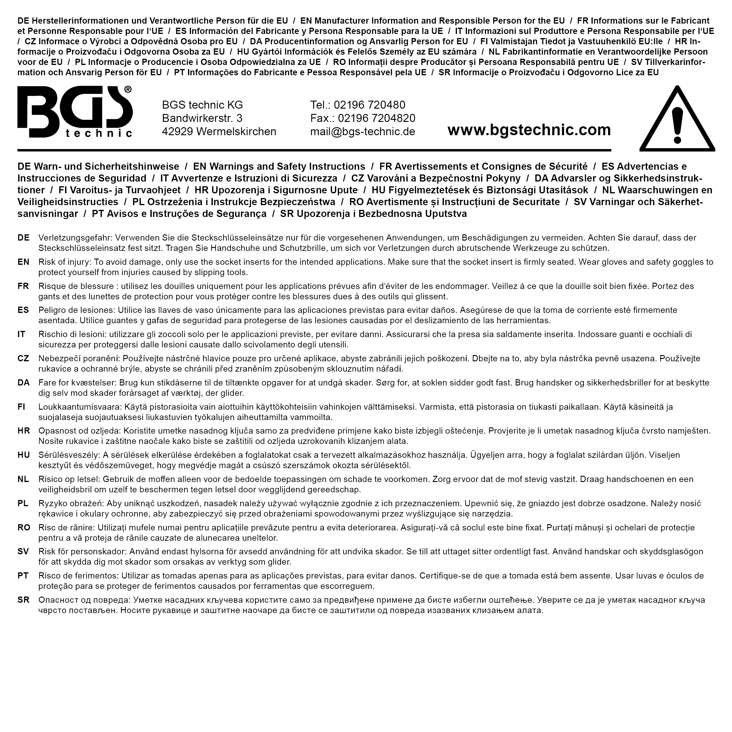 BGS Steckschlüssel-Einsatz-Satz Zwölfkant | Antrieb Innenvierkant 12,5 mm (1/2") | SW 8 - 24 mm | 16-tlg.