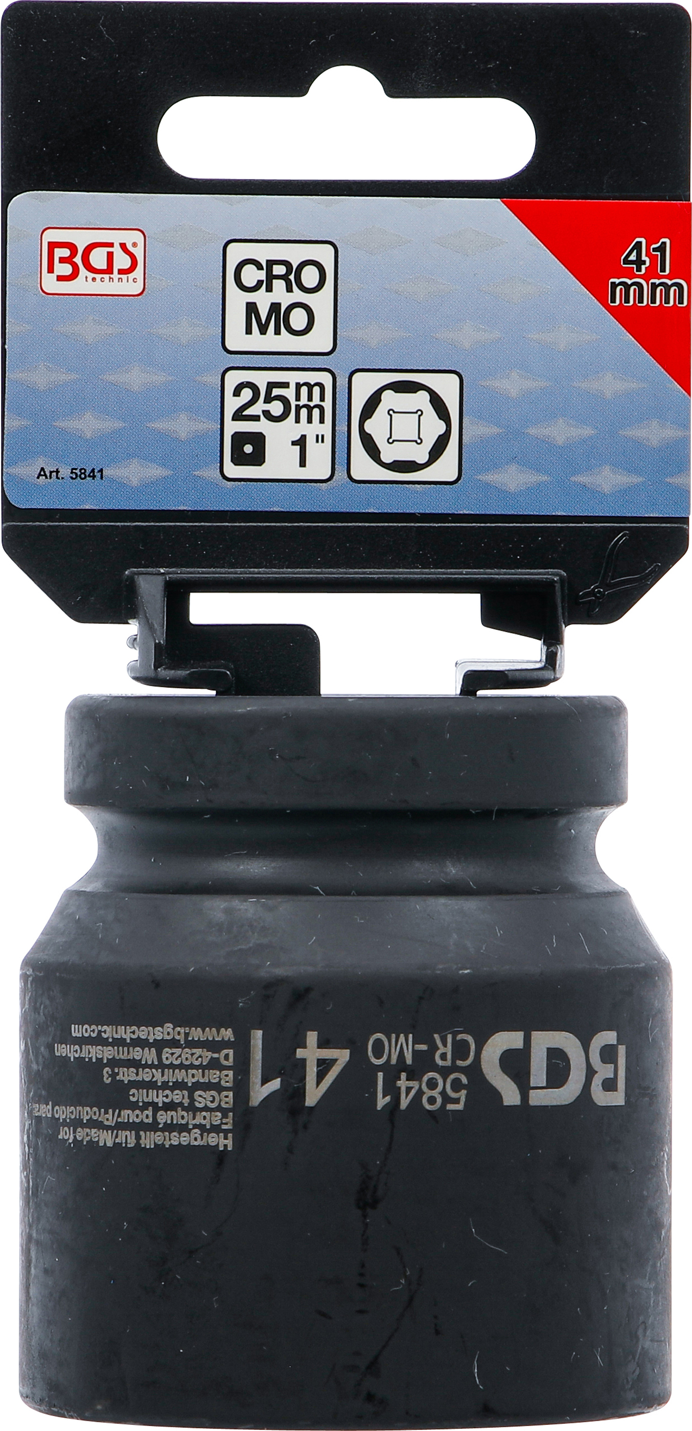 BGS Kraft-Steckschlüssel-Einsatz Sechskant | Antrieb Innenvierkant 25 mm (1") | SW 41 mm