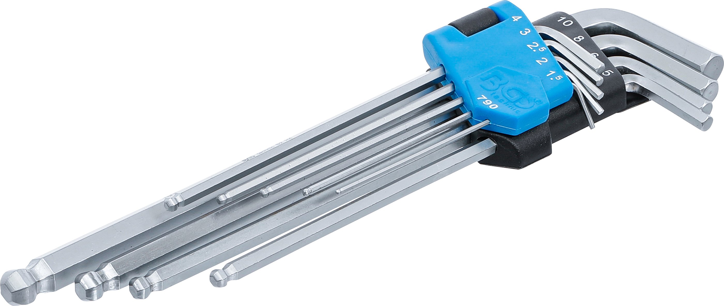 BGS Winkelschlüssel-Satz | extra lang | Innensechskant / Innensechskant mit Kugelkopf 1,5 - 10 mm | 9-tlg.