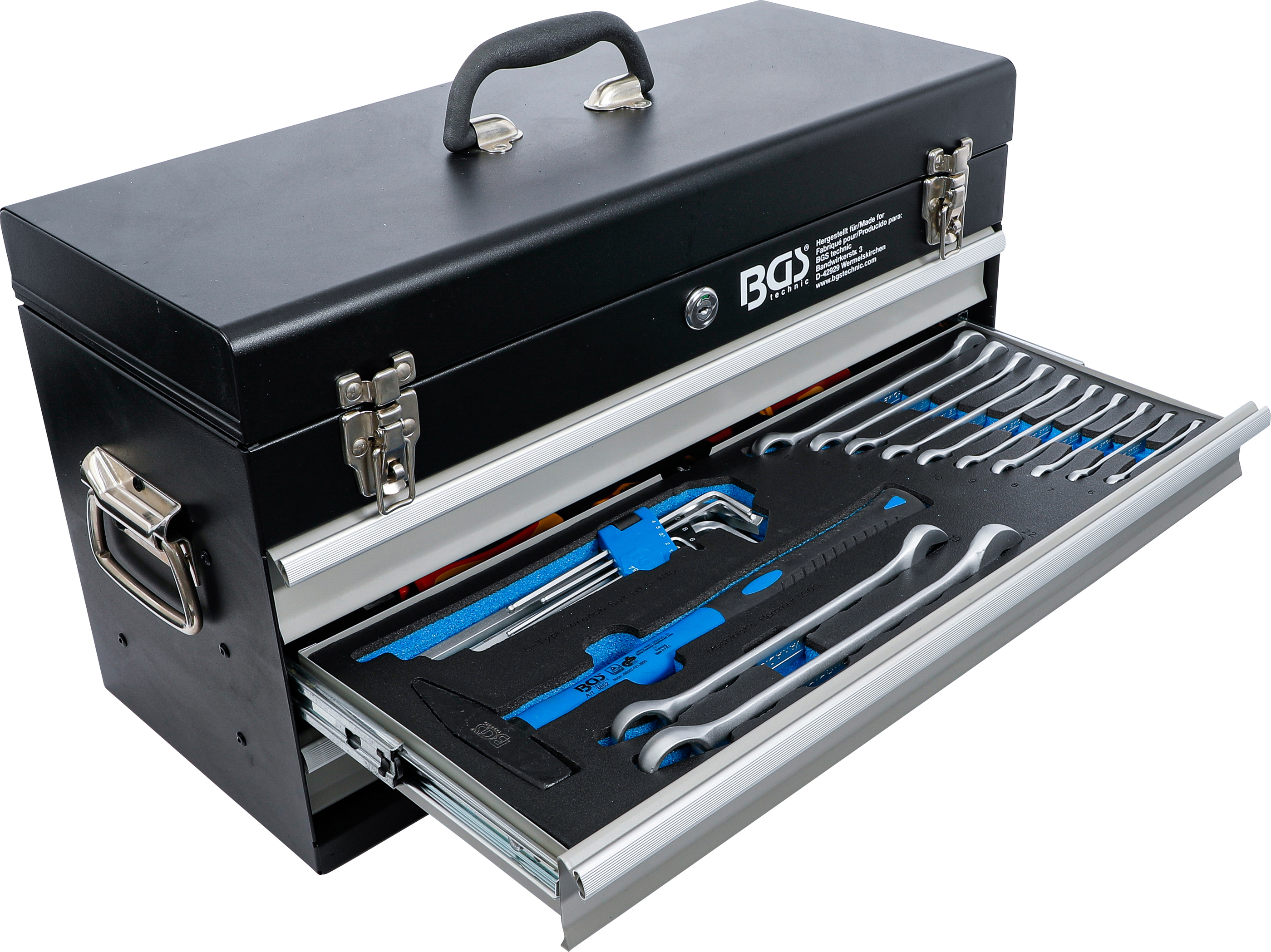 BGS Elektriker-Metall-Werkzeugkoffer | 3 Schubladen | mit 147 Werkzeugen