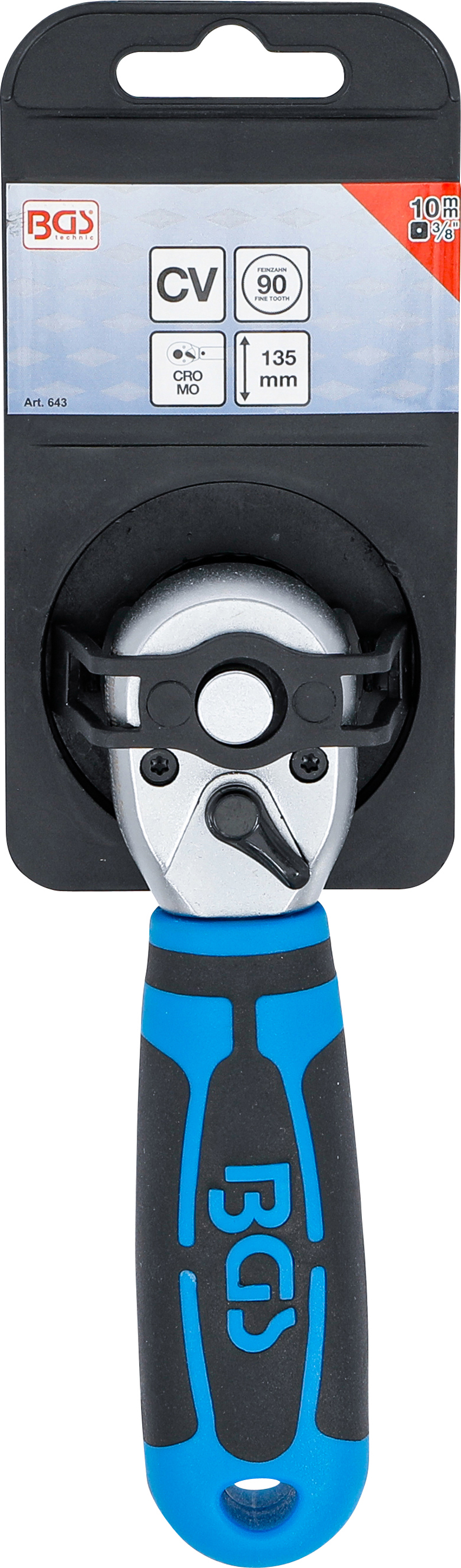 BGS Mini-Umschaltknarre | Abtrieb Außenvierkant 10 mm (3/8")