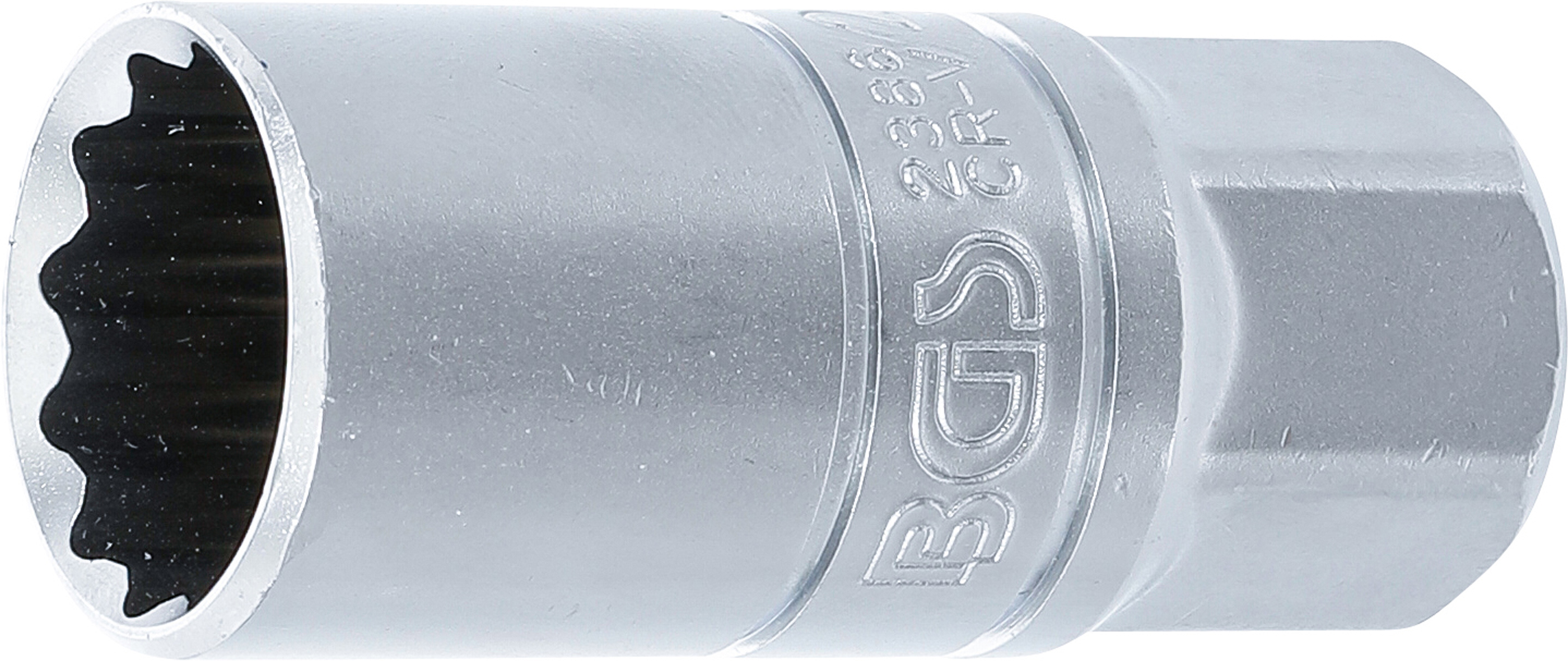 BGS Zündkerzen-Einsatz mit Haltegummi, Zwölfkant | Antrieb Innenvierkant 12,5 mm (1/2") | SW 21 mm