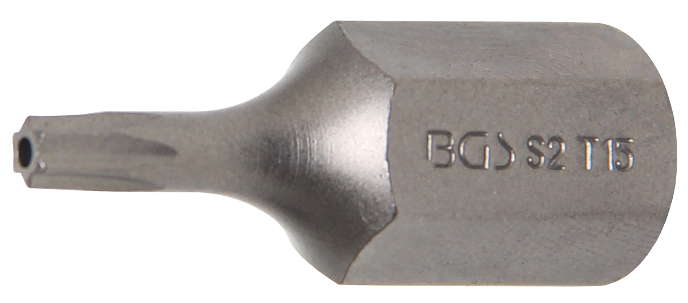 BGS Bit | Länge 30 mm | Antrieb Außensechskant 10 mm (3/8") | T-Profil (für Torx) mit Bohrung T15