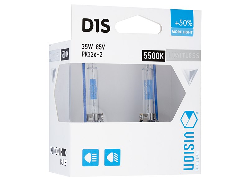 Vision D1S Xenon Lampe +50% 5500K 85V 35W PK32D-2 Hauptscheinwerfer 2er Pack
