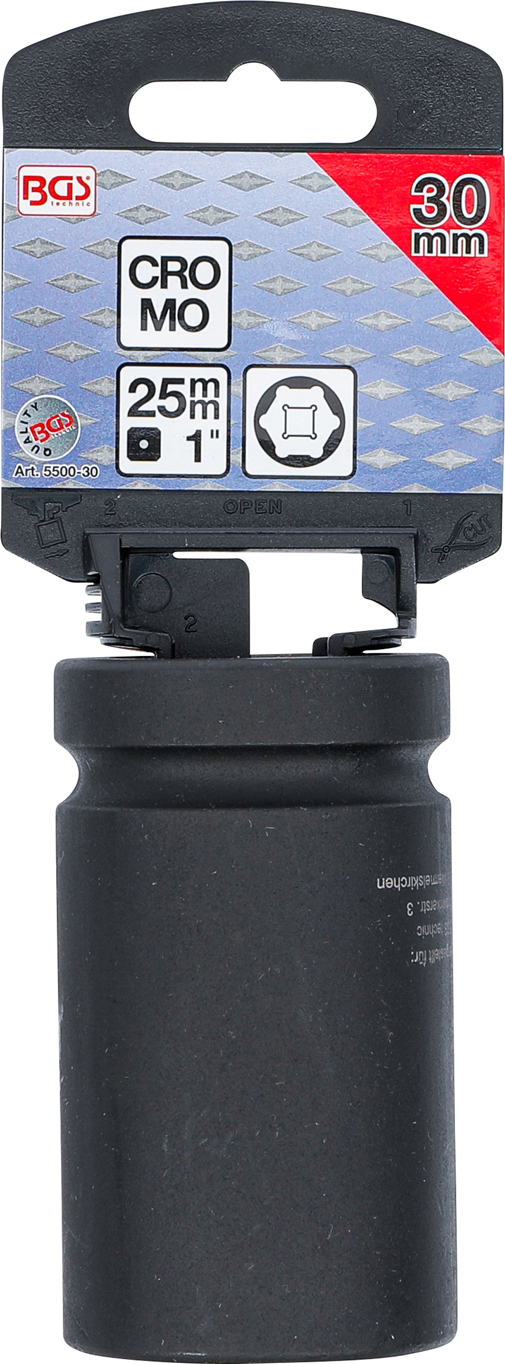 BGS Kraft-Steckschlüssel-Einsatz Sechskant, tief | Antrieb Innenvierkant 25 mm (1") | SW 30 mm