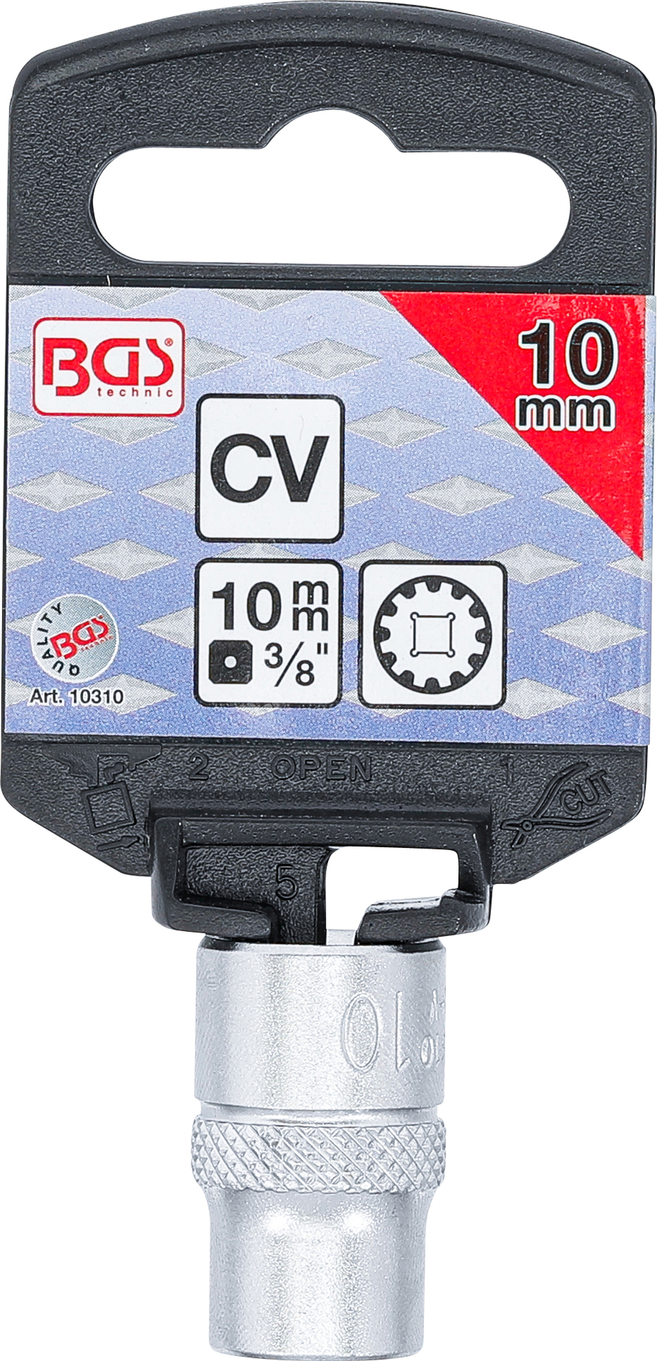 BGS Steckschlüssel-Einsatz Gear Lock | Antrieb Innenvierkant 10 mm (3/8") | SW 10 mm