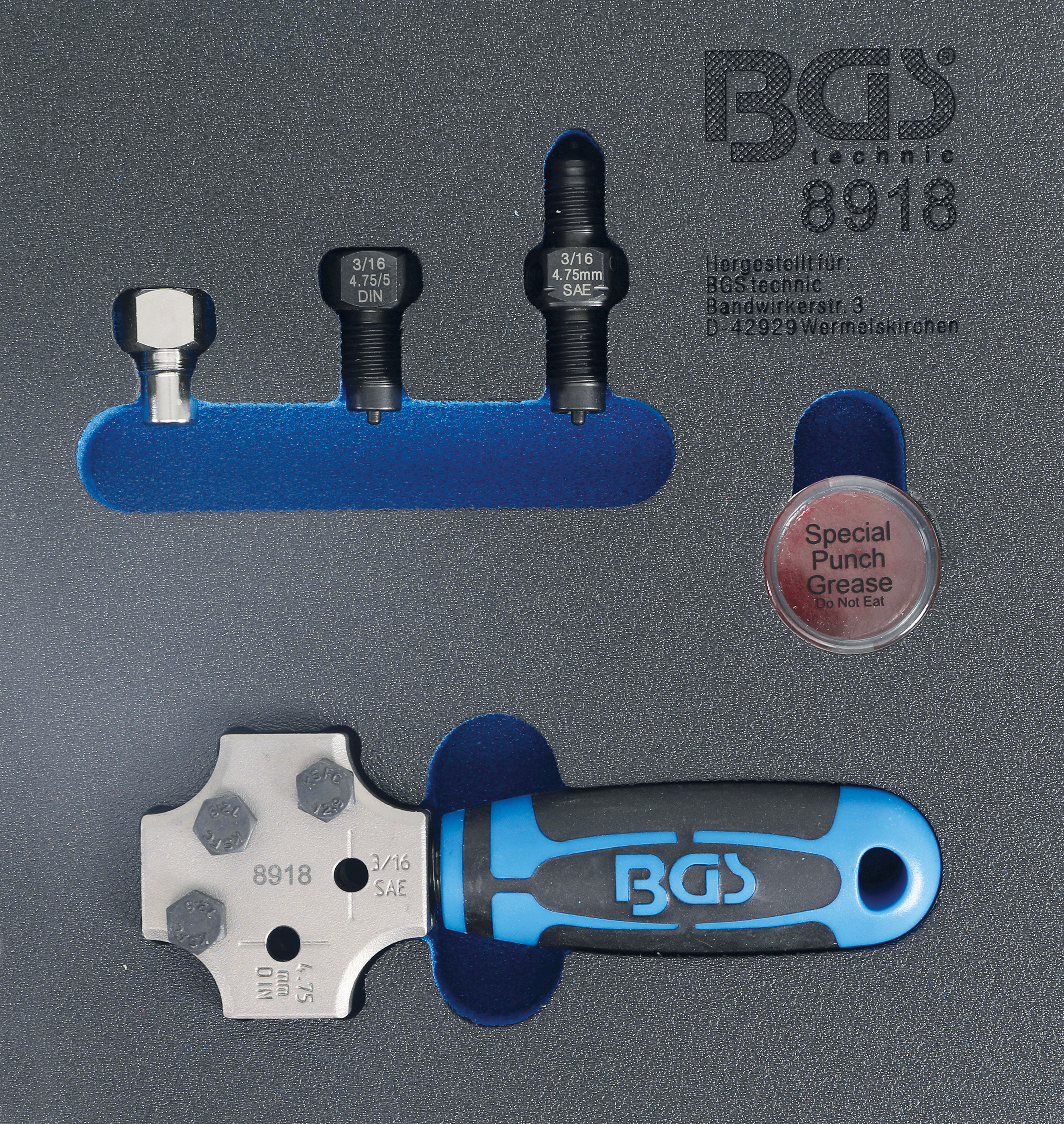 BGS Werkstattwageneinlage 1/6: Bördelgerät | SAE und DIN 4,75 mm (3/16")