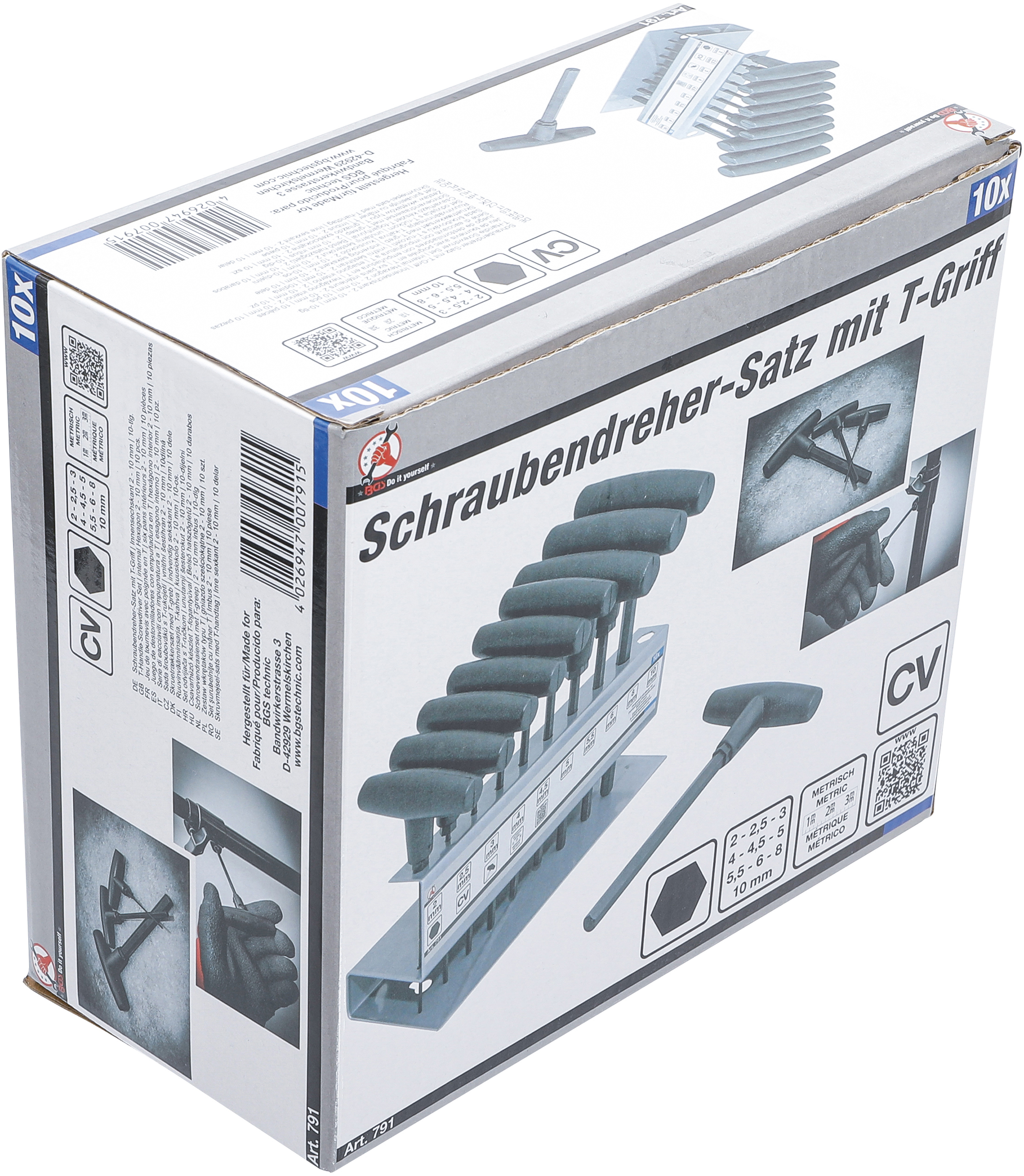 BGS Schraubendreher-Satz mit T-Griff | Innensechskant 2 - 10 mm | 10-tlg.