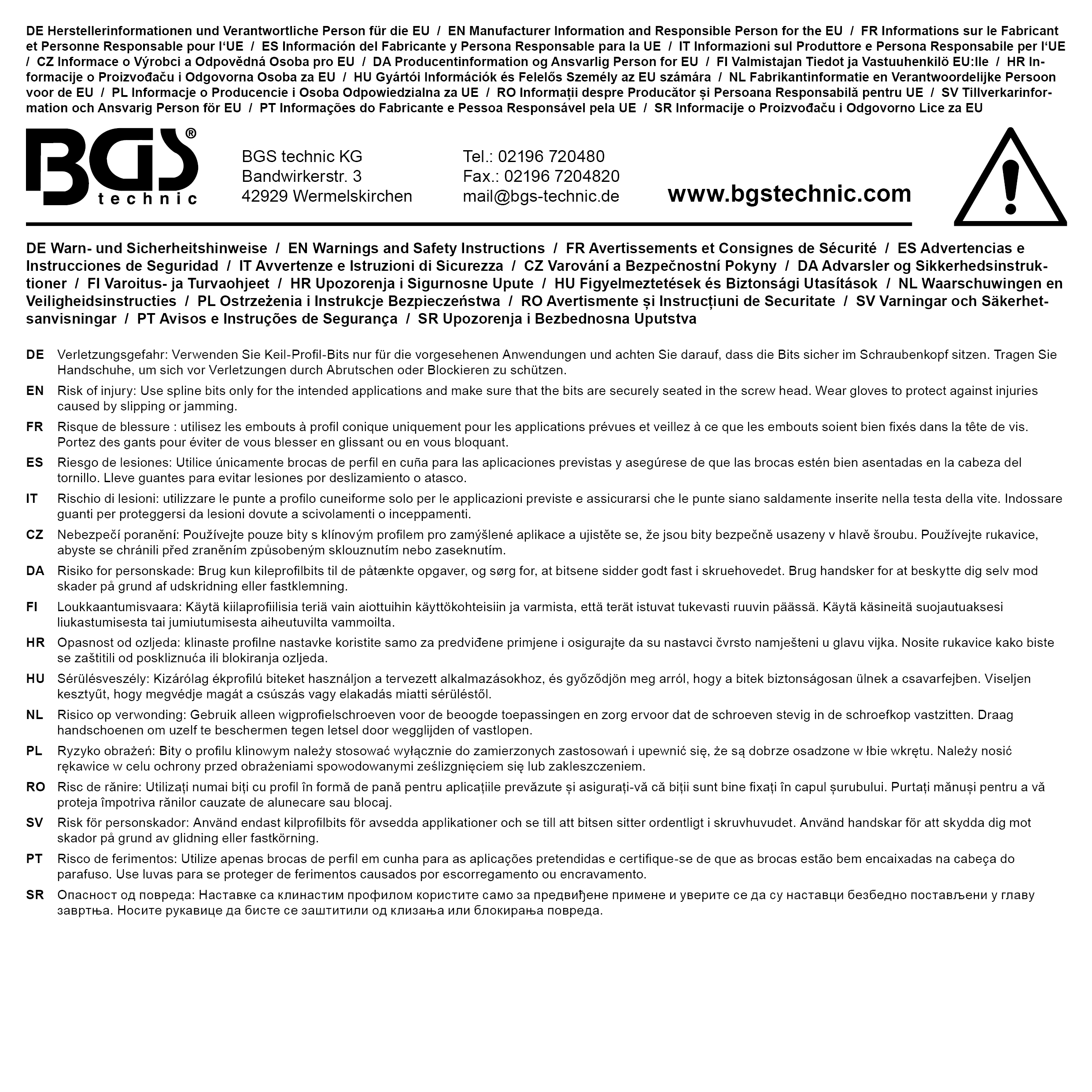 BGS Bit-Einsatz | Länge 140 mm | Antrieb Innenvierkant 12,5 mm (1/2") | Keil-Profil (für RIBE) M8