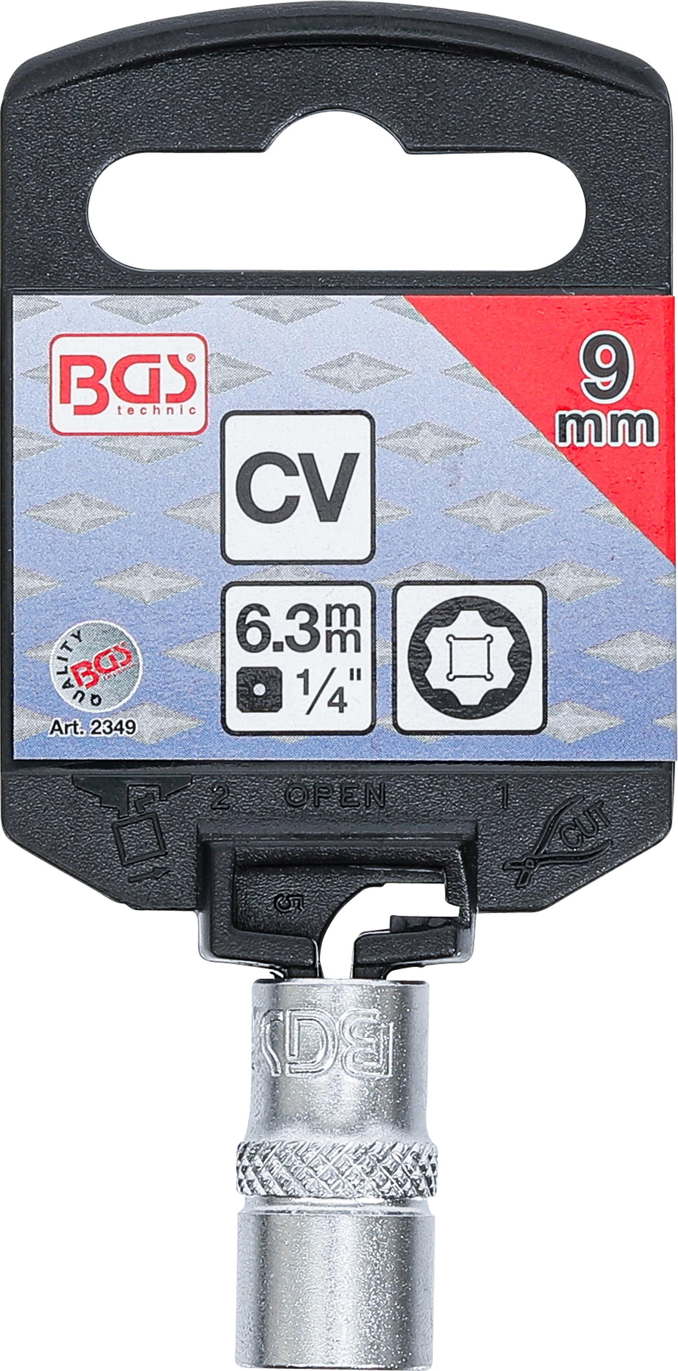 BGS Steckschlüssel-Einsatz Super Lock | Antrieb Innenvierkant 6,3 mm (1/4") | SW 9 mm