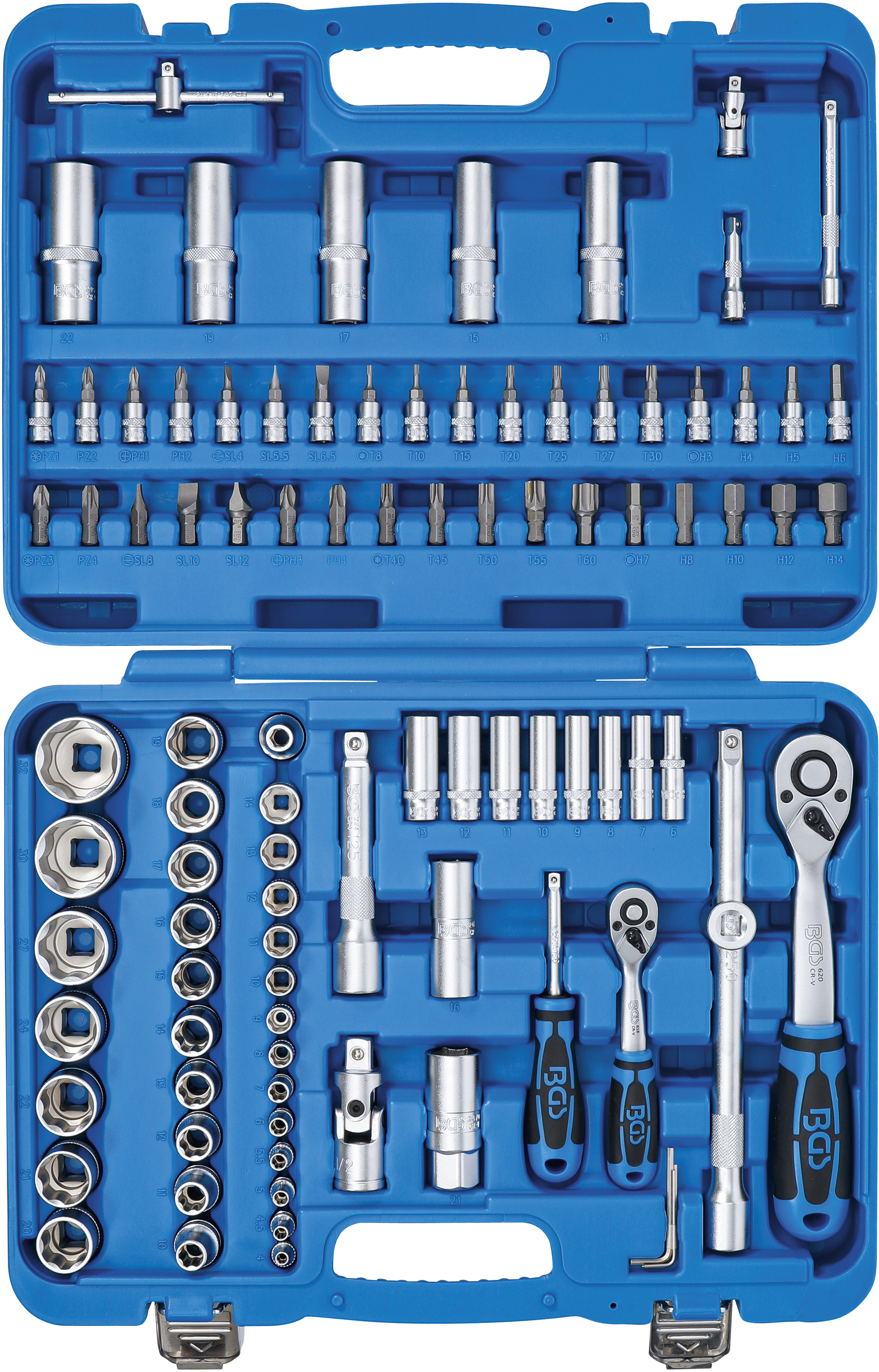 BGS Steckschlüssel-Satz Wellenprofil | Antrieb 6,3 mm (1/4") / 12,5 mm (1/2") | 95-tlg.
