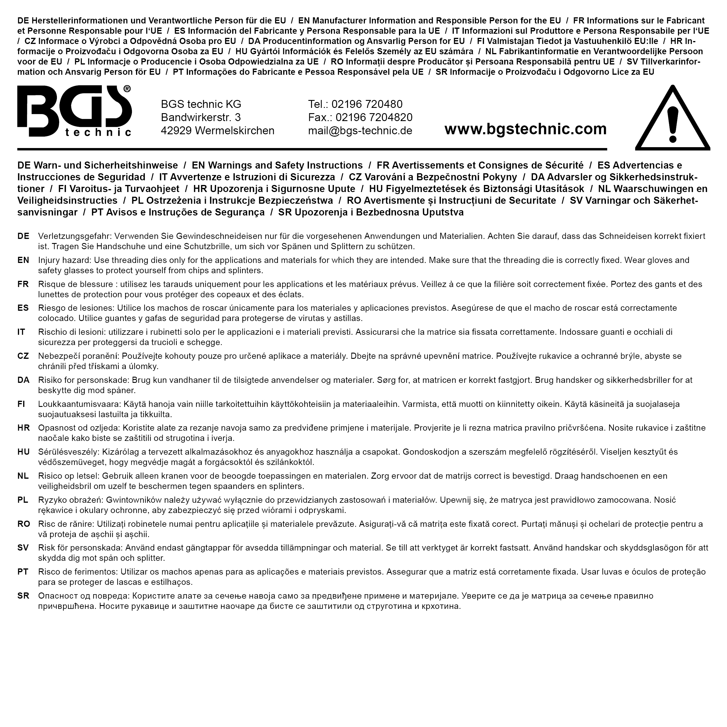 BGS Gewindeschneideisen | M14 x 1,0 x 38 mm