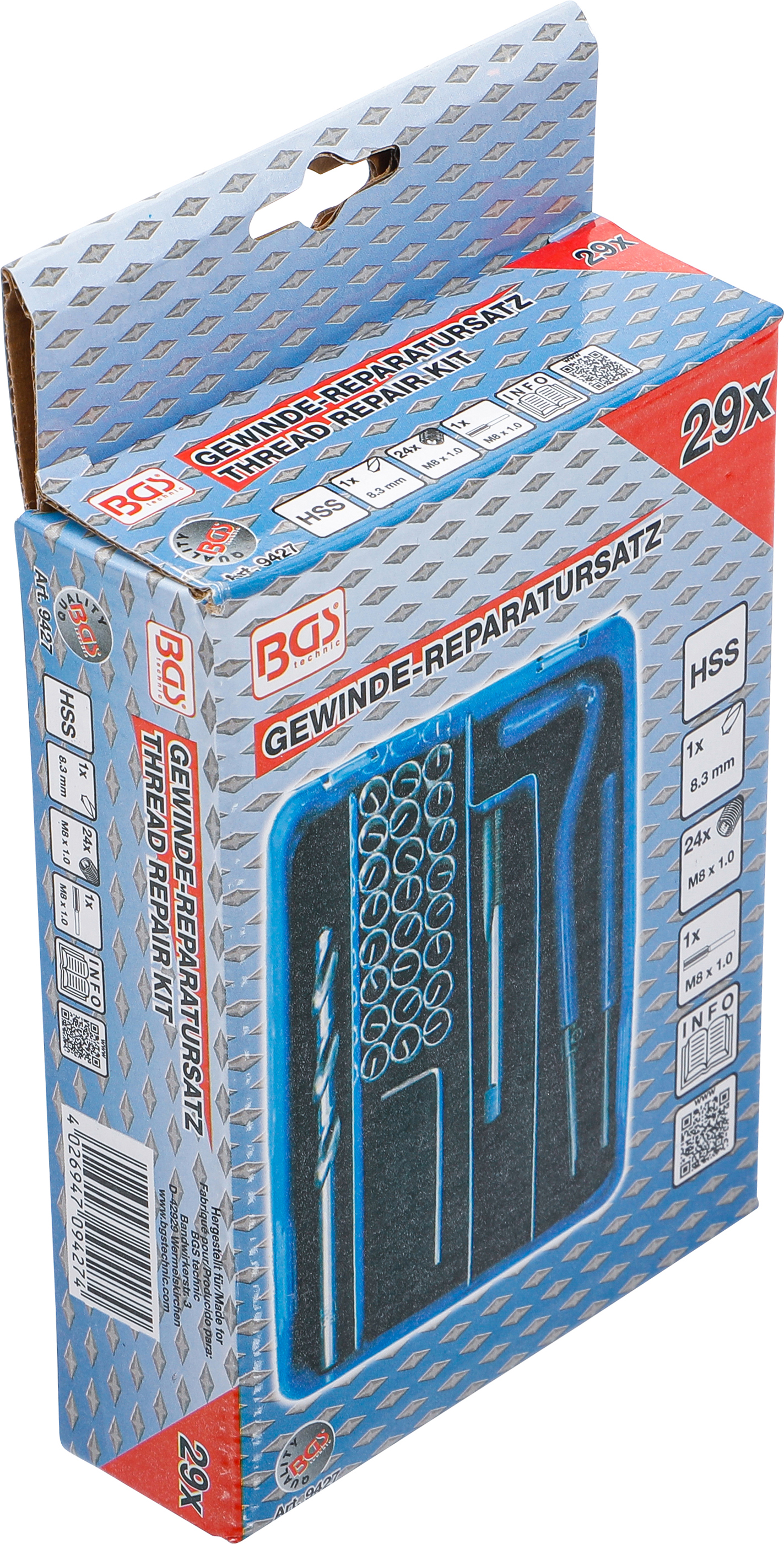 BGS Gewinde-Reparatursatz | M8 x 1.0 | 29-tlg. BGS Gewinde-Reparatursatz | M8 x 1.0 | 29-tlg.
