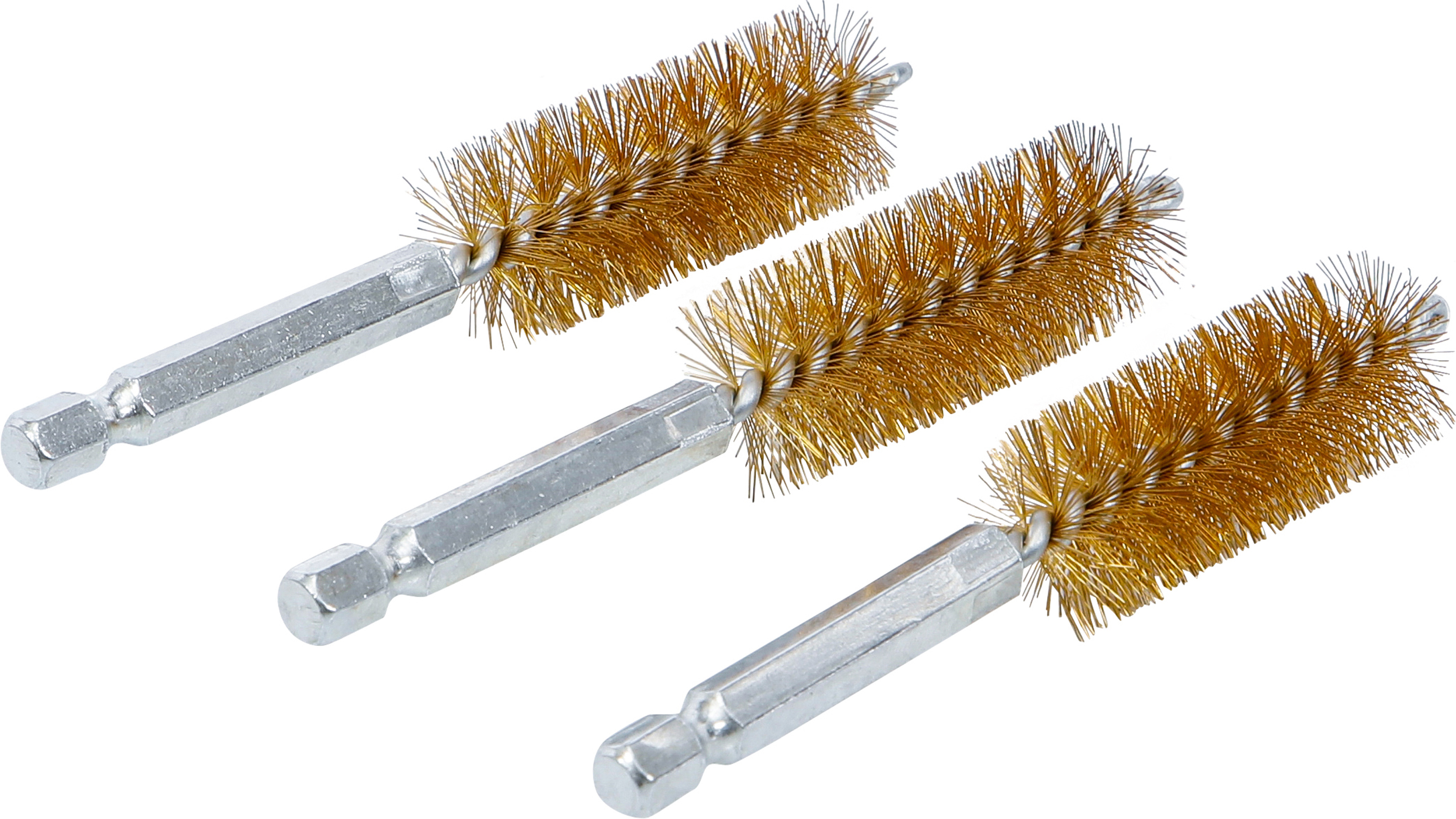 BGS Messingbürste | 18 mm | Antrieb Außensechskant 6,3 mm (1/4") | 3-tlg.